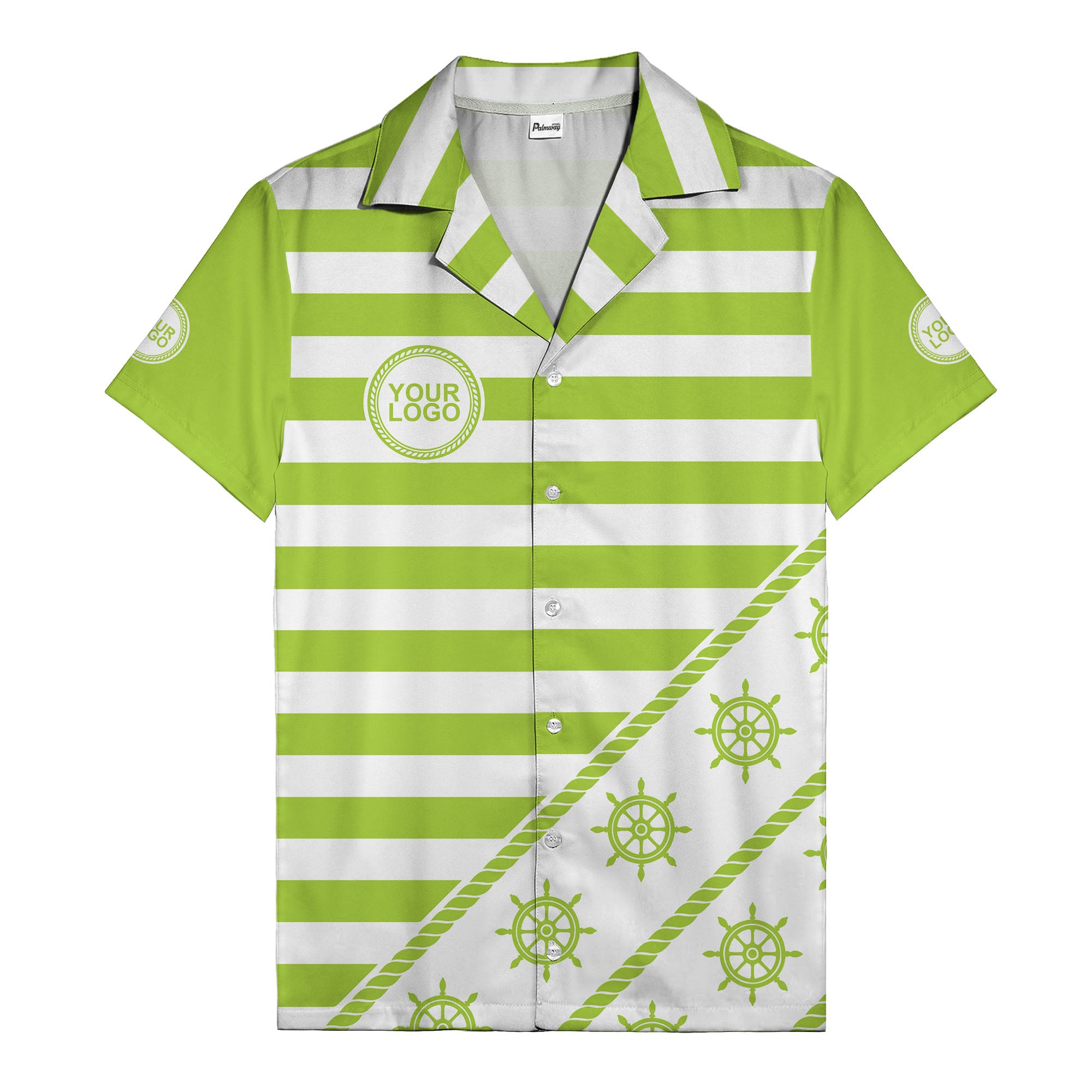 ship wheel and rope striped nautical maritime hawaiian shirt
