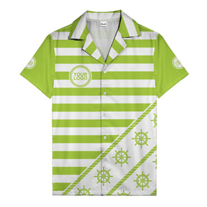 ship wheel and rope striped nautical maritime hawaiian shirt