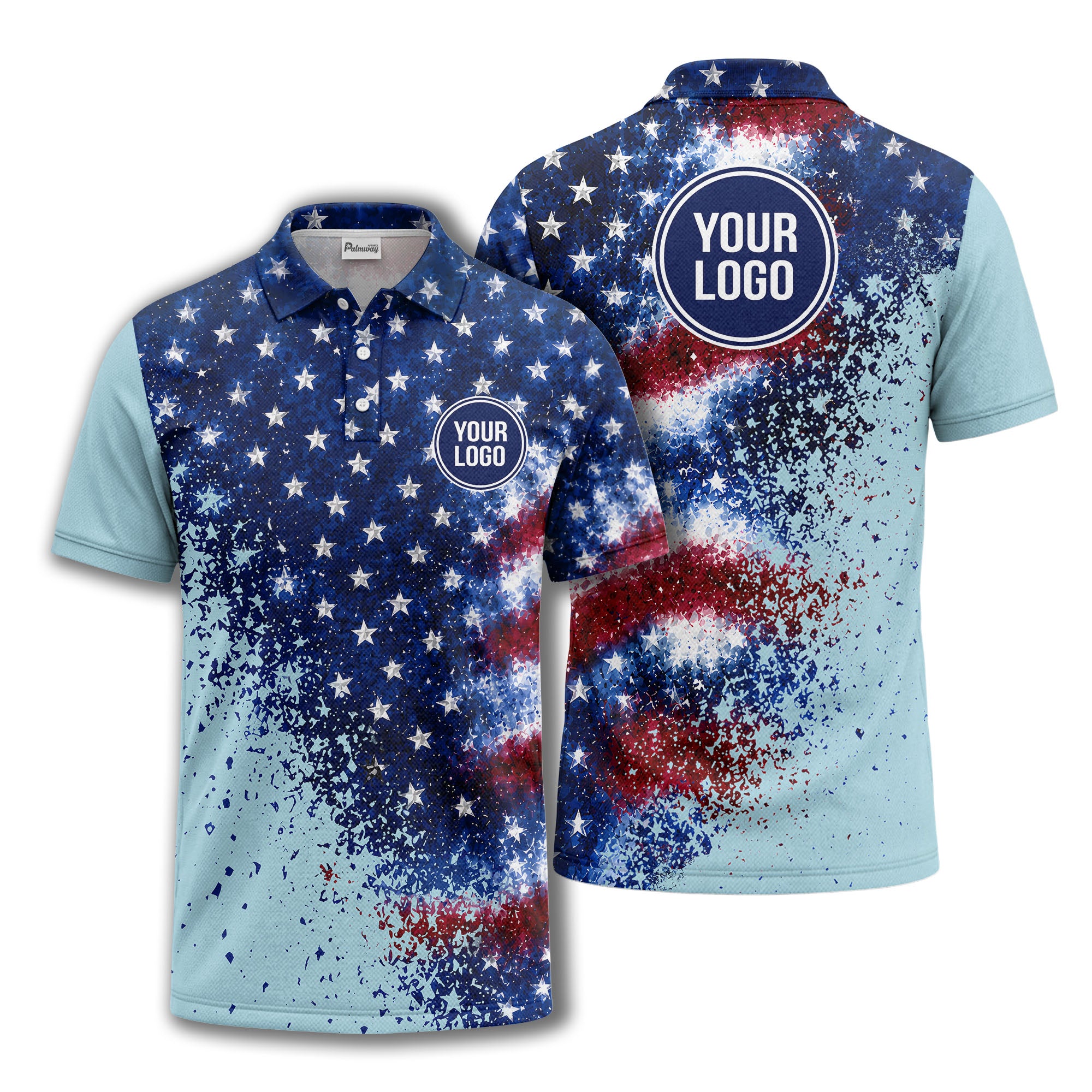 stars & stripes american flag all over print polo shirt