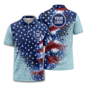 stars & stripes american flag all over print polo shirt