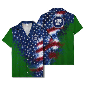 stars & stripes watercolor splash patriotic hawaiian shirt