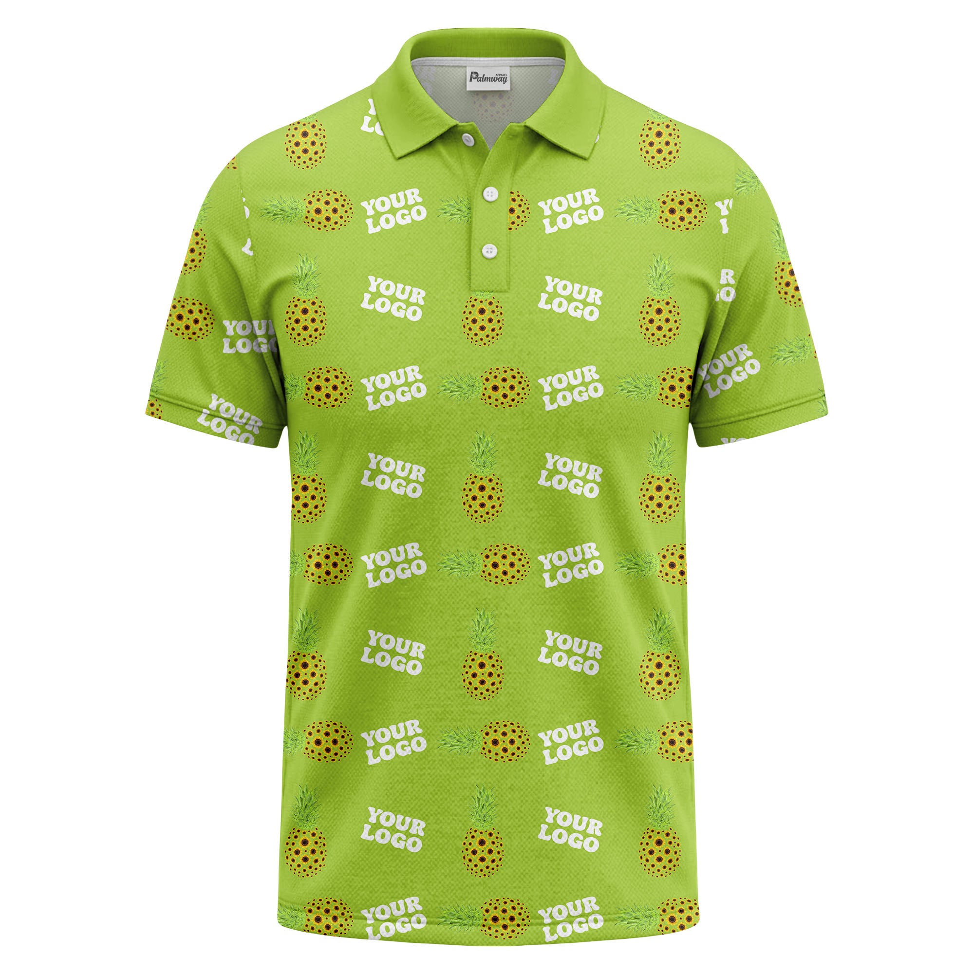sunflower pineapple repeat custom logo polo shirt for beach days