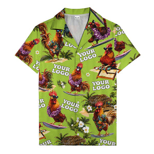 surfing roosters riding waves aloha hawaiian shirt with surfboards