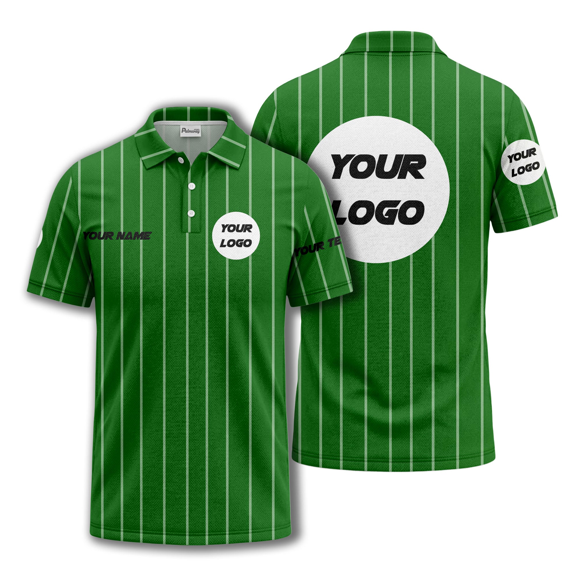 vertical pinstripe custom logo personalized text polo shirt