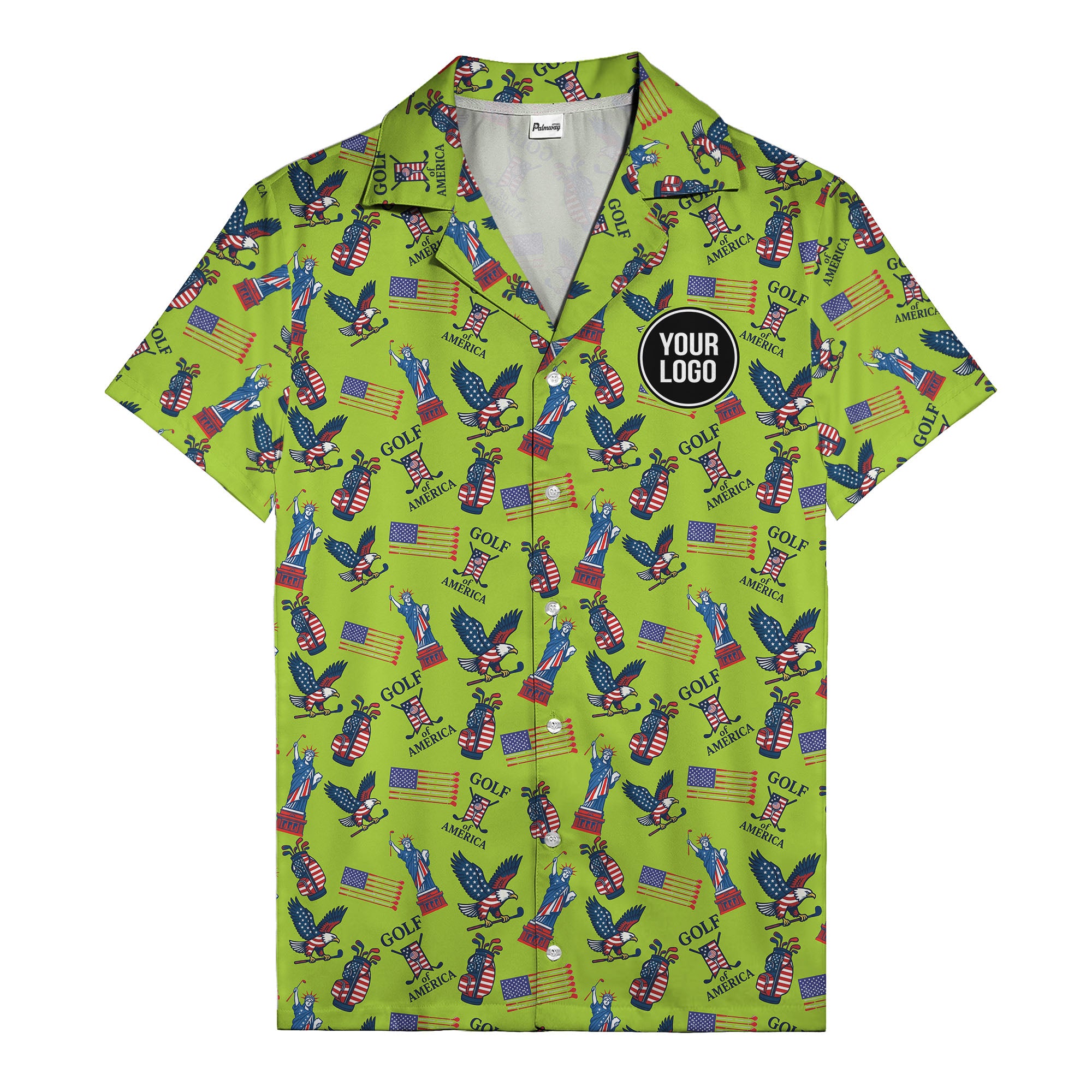 vintage 50s bald eagles & statue of liberty golf hawaiian shirt