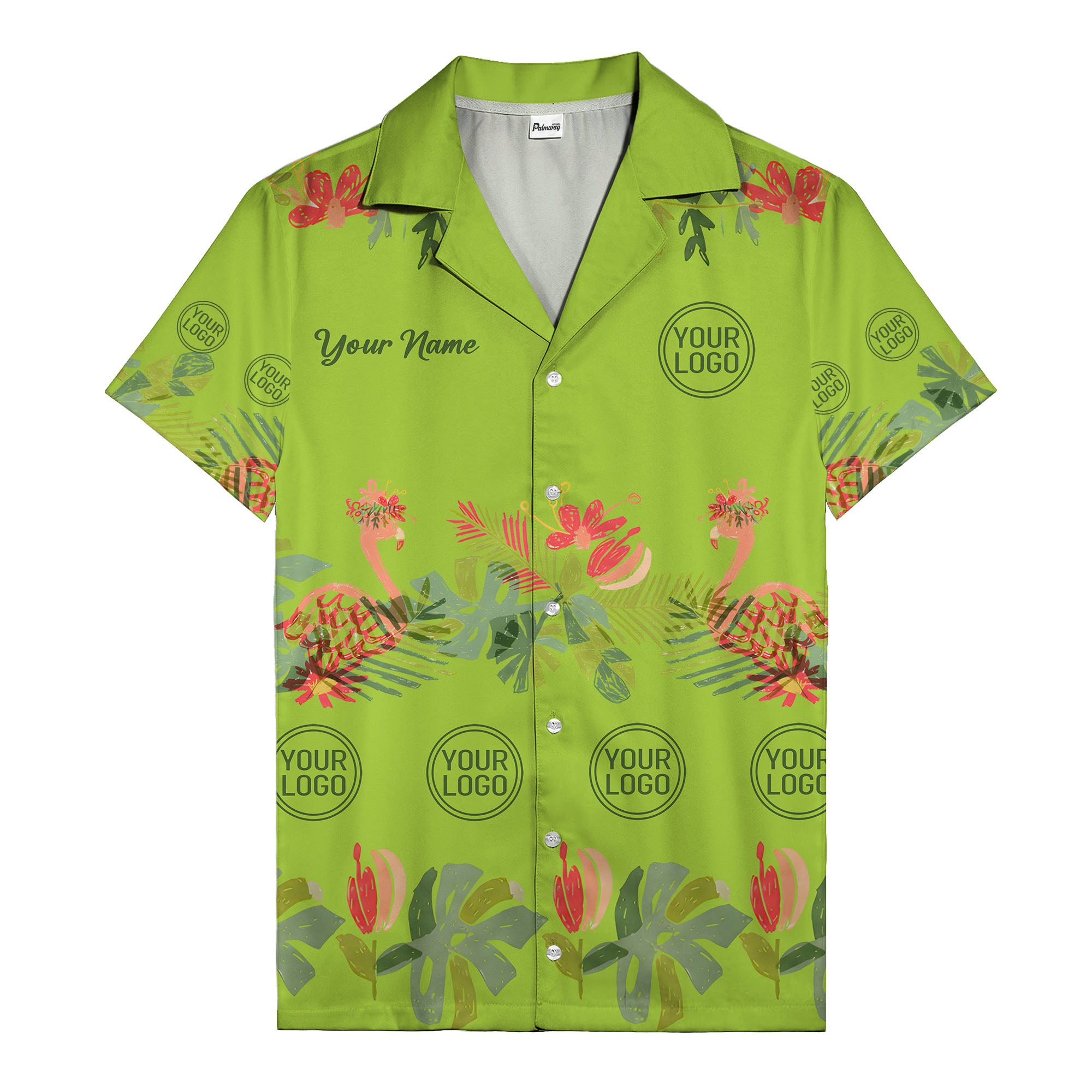 watercolor flamingo palm tropical flowers black hawaiian shirt