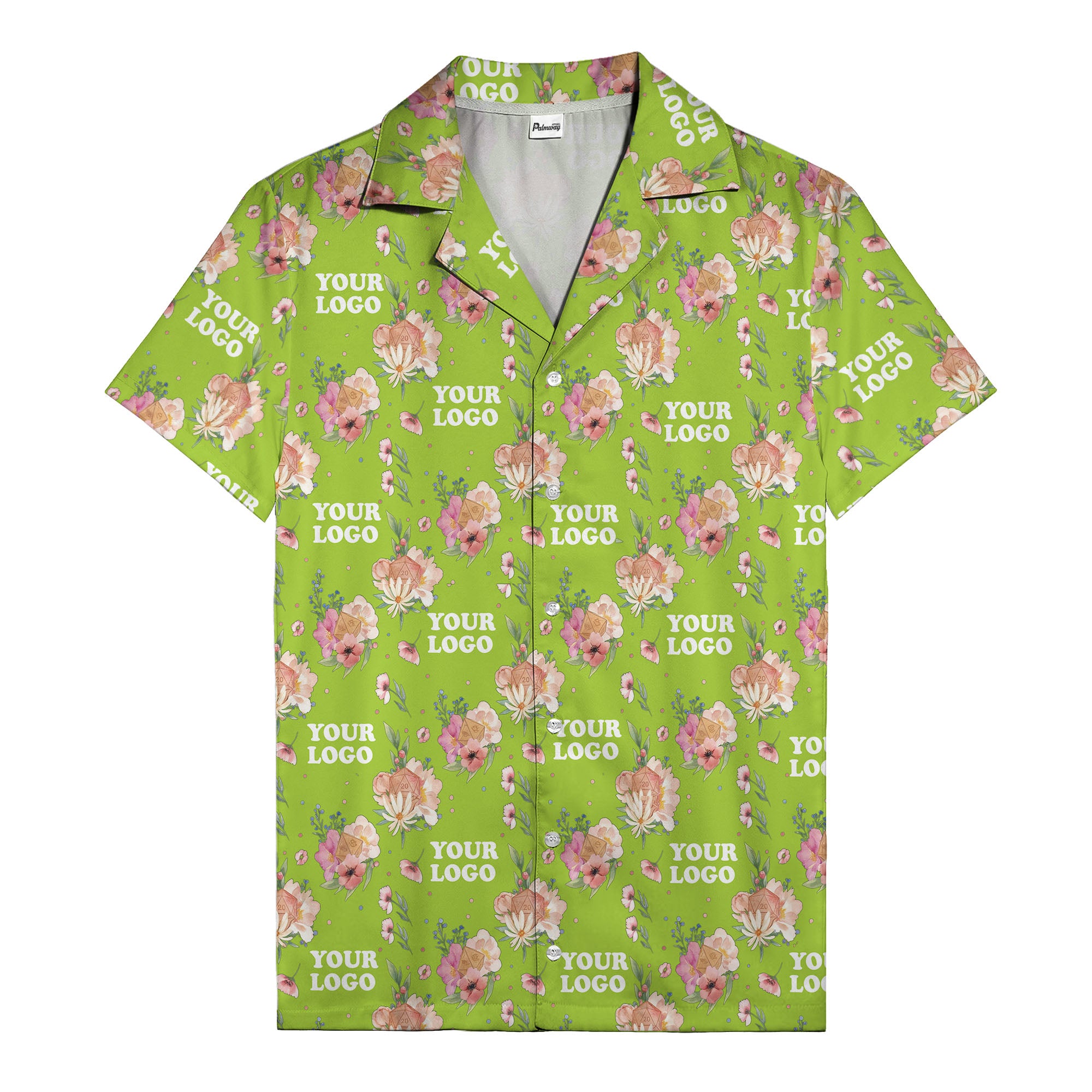 watercolor floral d20 dice hawaiian shirt with custom logo space