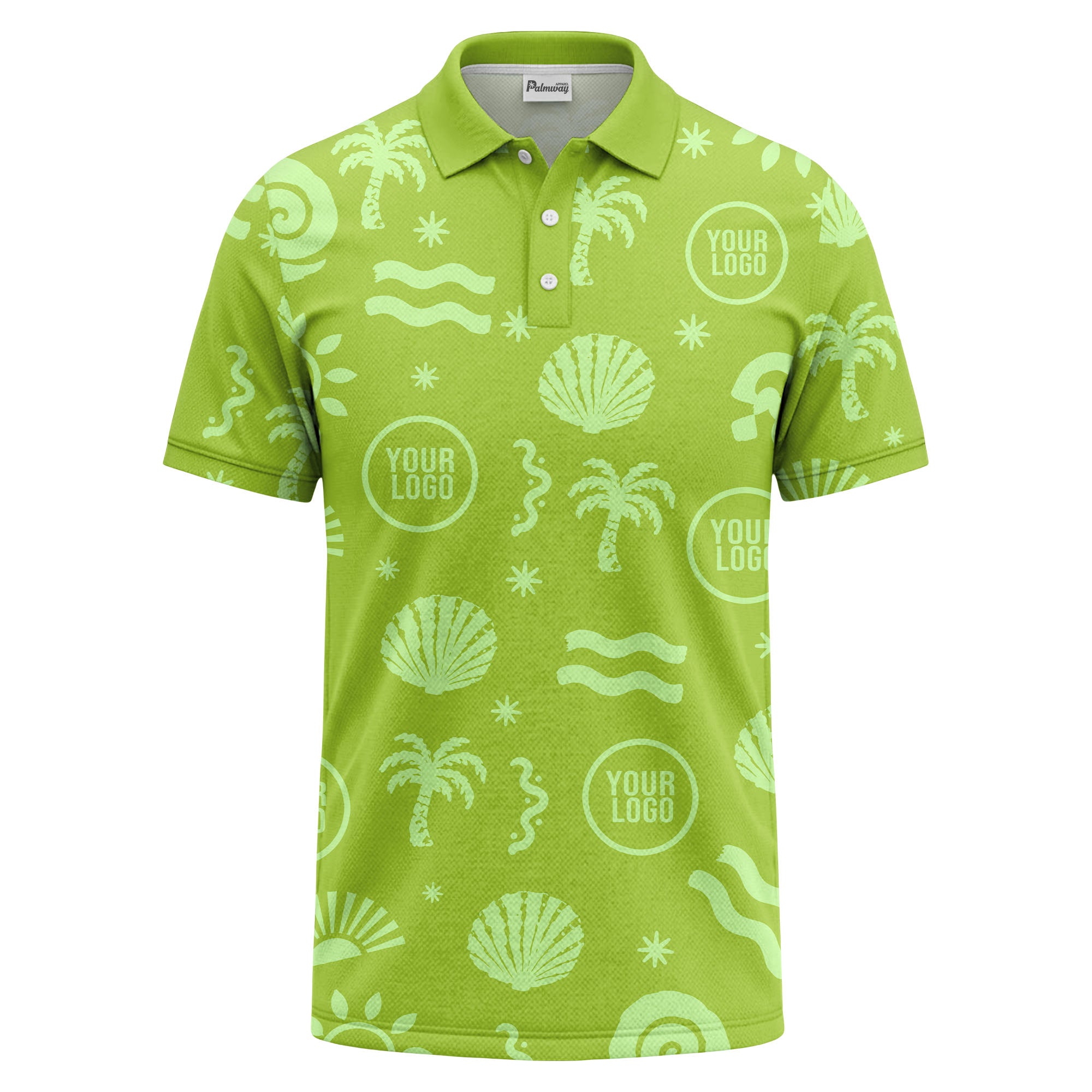 watercolor palm trees seashells waves polo shirt for beach vacation