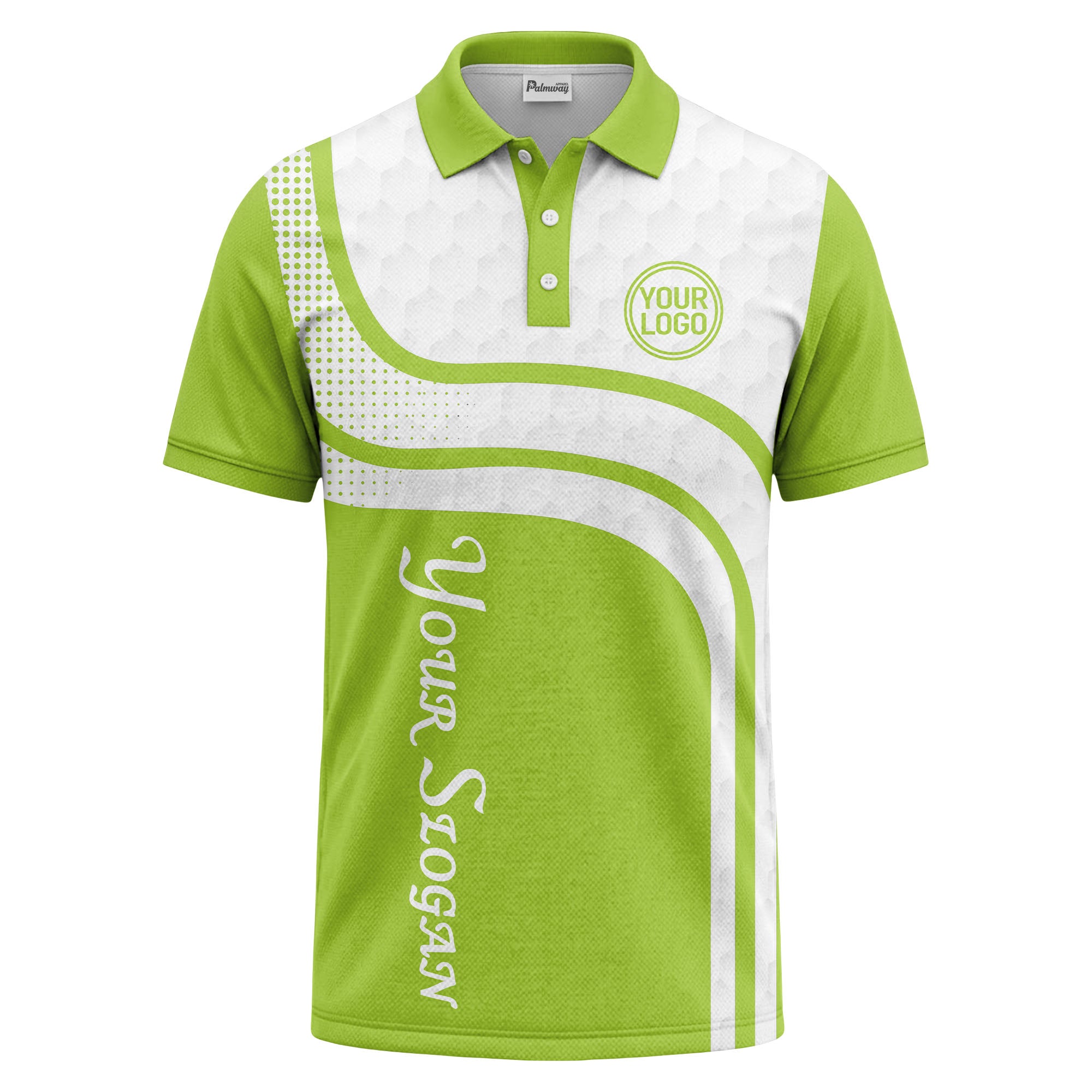 wave hexagon graphic golf polo shirt with custom logo