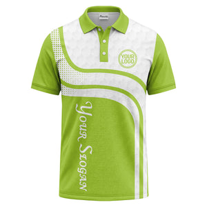 wave hexagon graphic golf polo shirt with custom logo