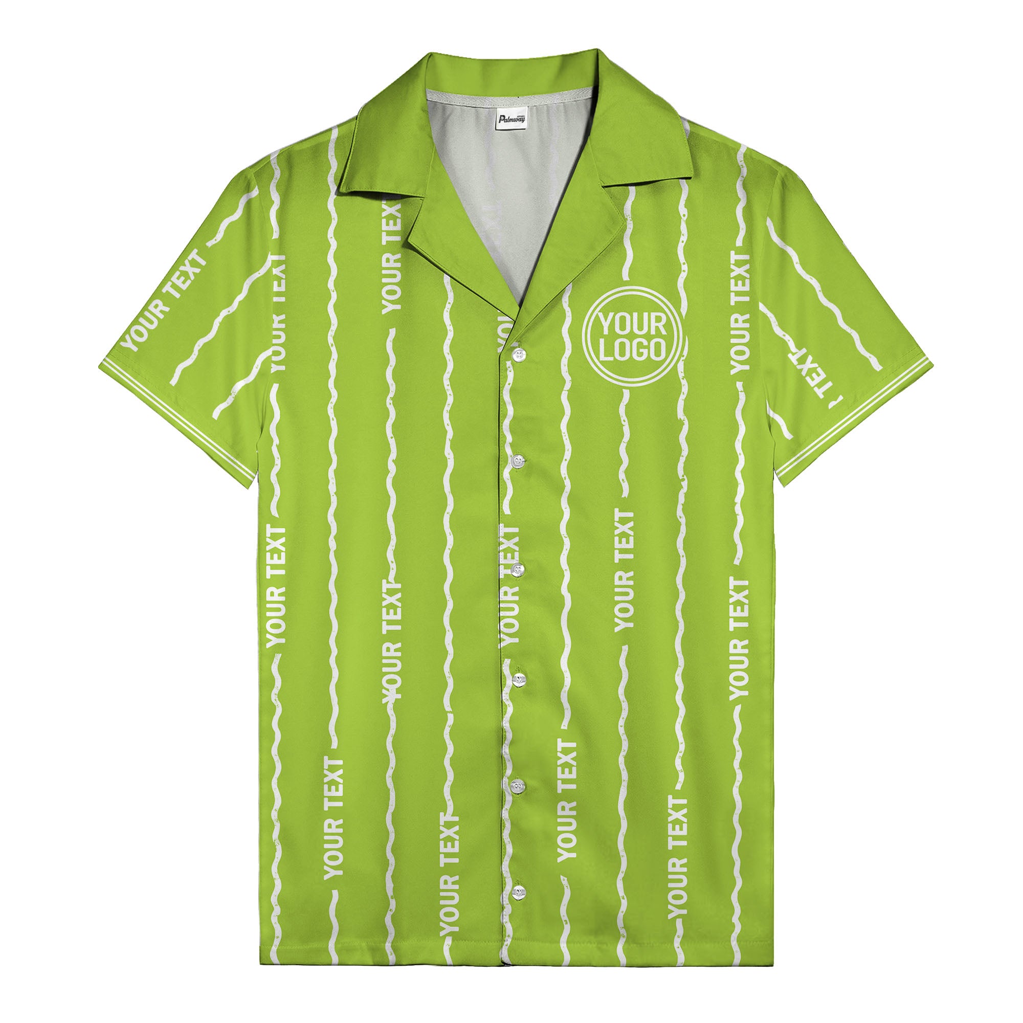 wavy line personalized hawaiian shirt with custom text & logo