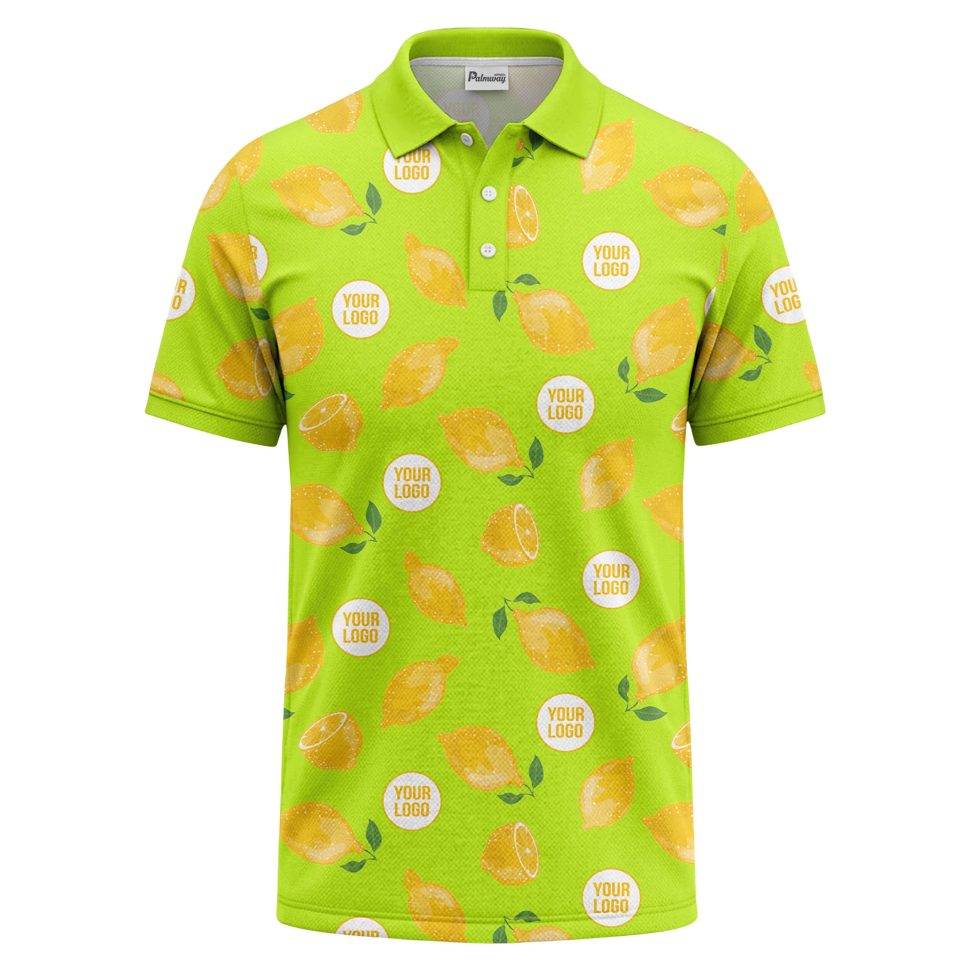 zesty lemon slices & leaf motif playful summer polo shirt