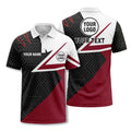 Custom Geometric Line & Scratch Print Short Sleeve Polo Shirt - Personalized Name & Logo Athletic Golf Polo