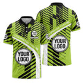 Custom Abstract Speed Stripe Graphic Short Sleeve Polo Shirt - Personalized Name & Logo Athletic Golf Polo