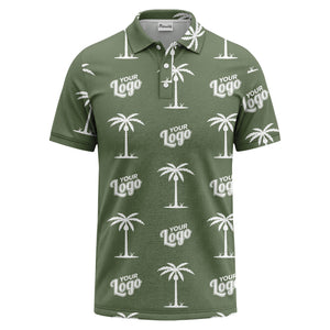 black gold palm trees & customizable logos graphic polo shirt