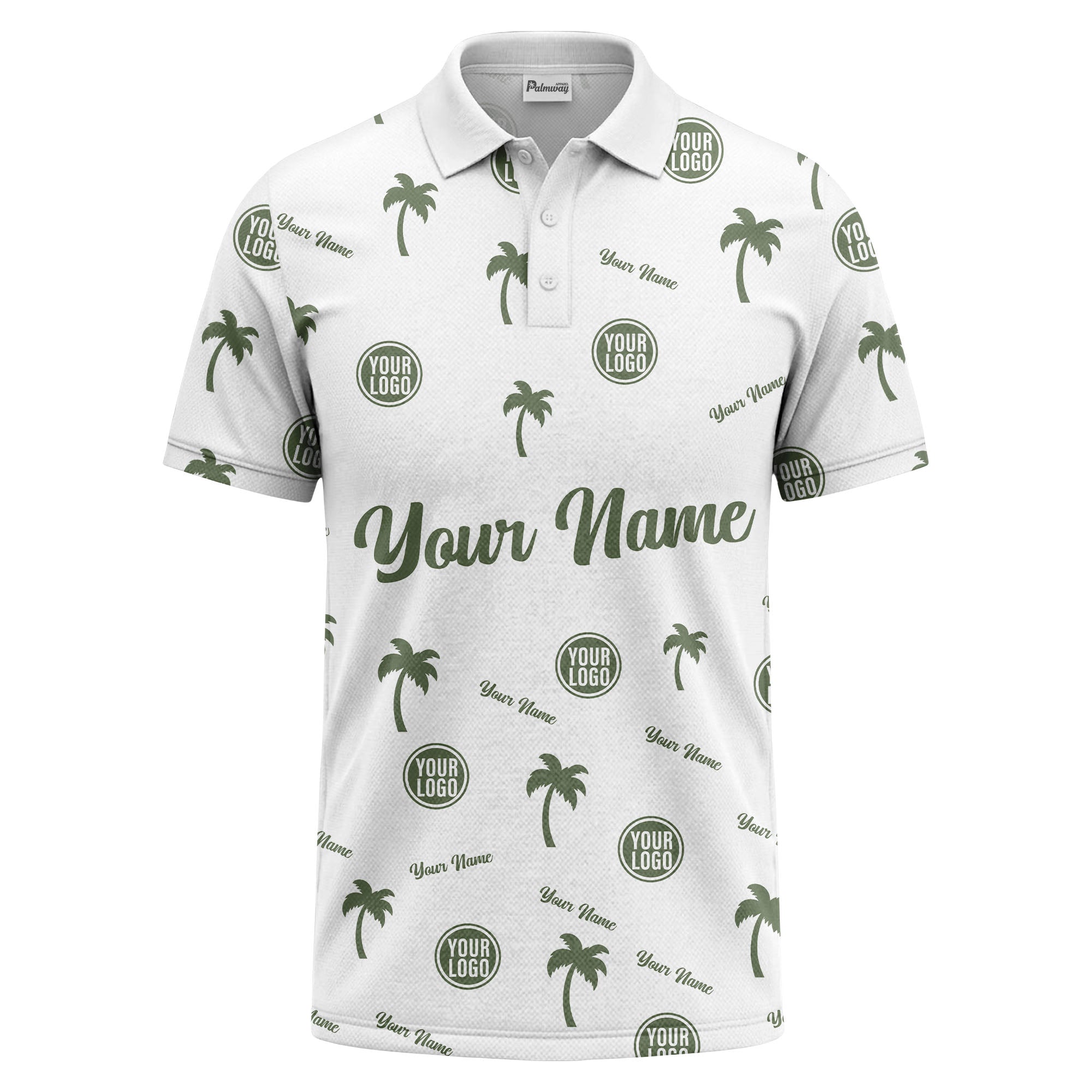 black palm tree silhouettes personalized polo shirt with custom logos