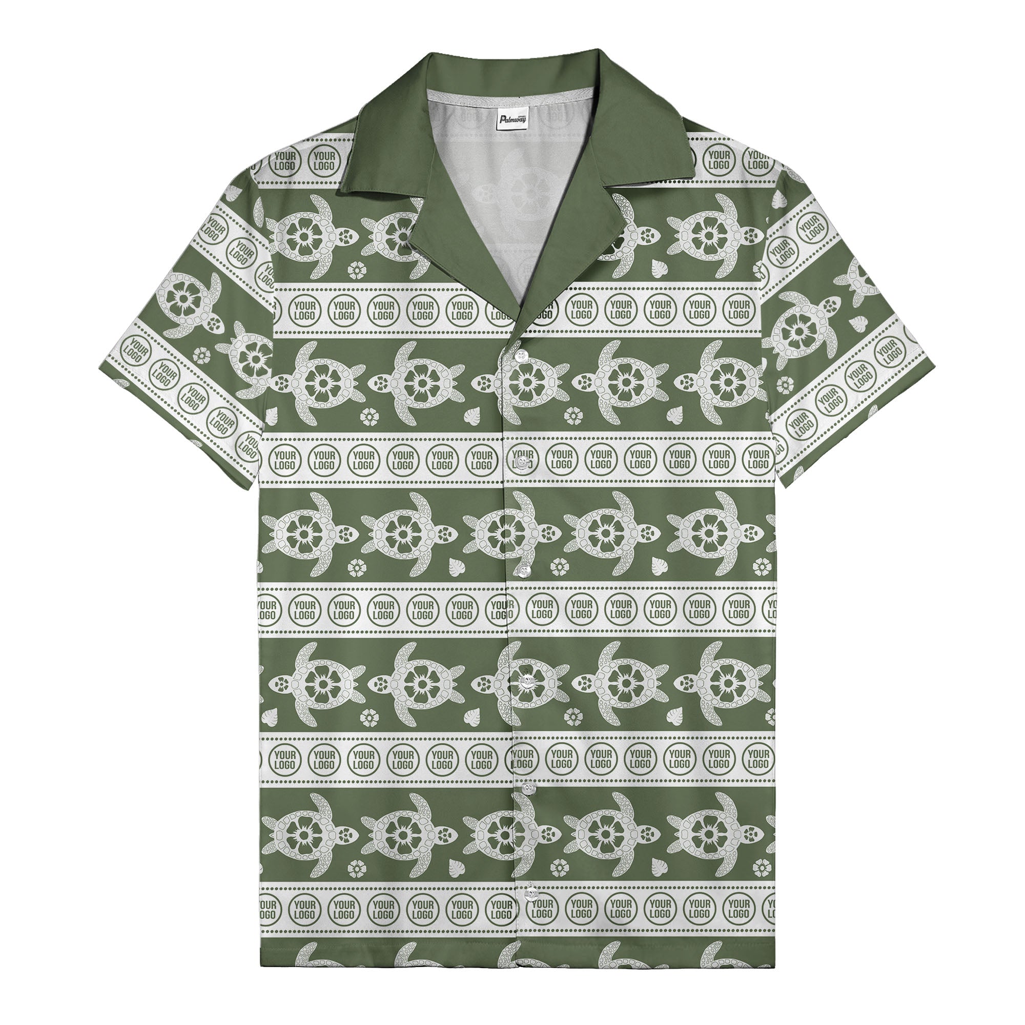 black sea turtles & white floral repeat hawaiian shirt for men