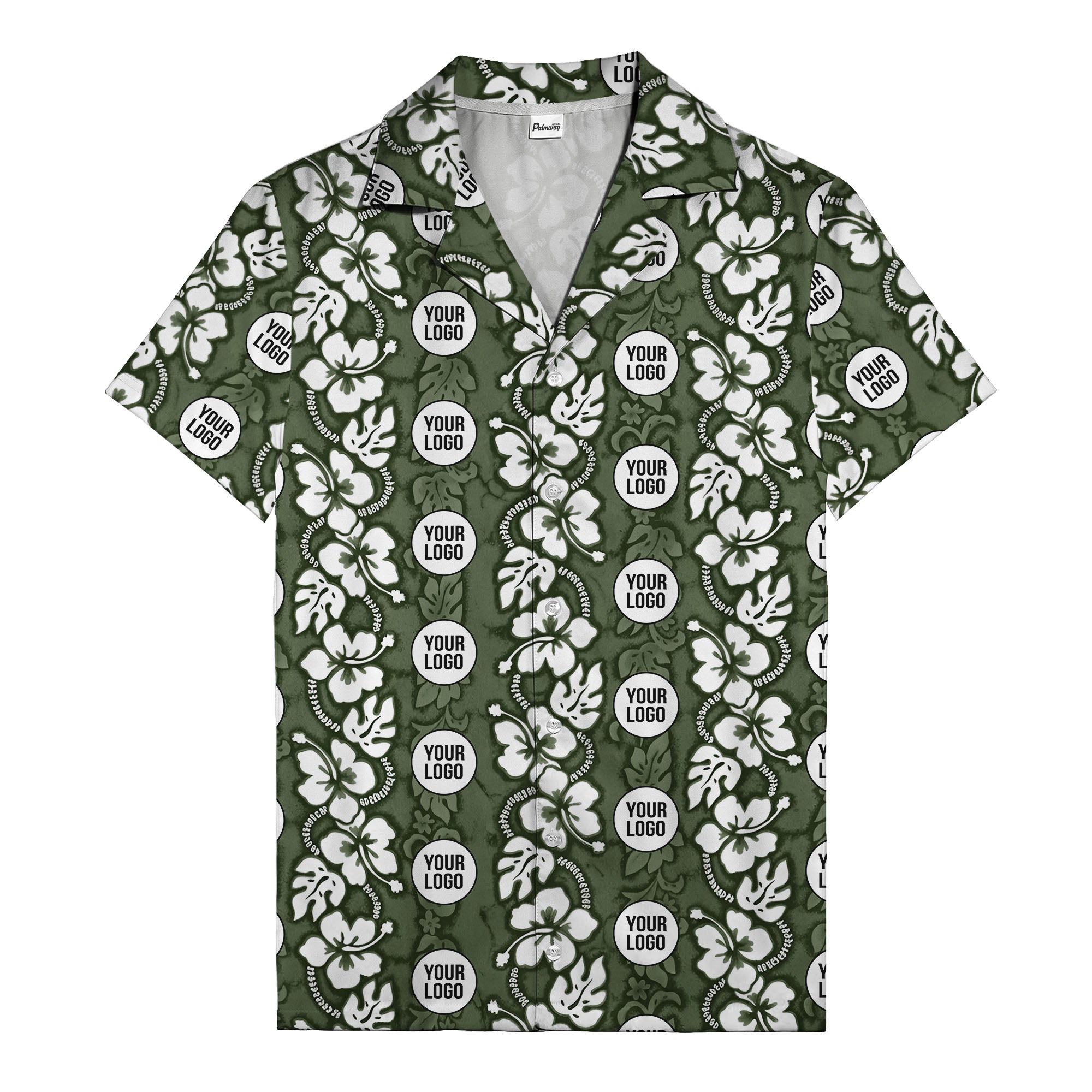 black & white hibiscus monstera custom logo hawaiian shirt for men