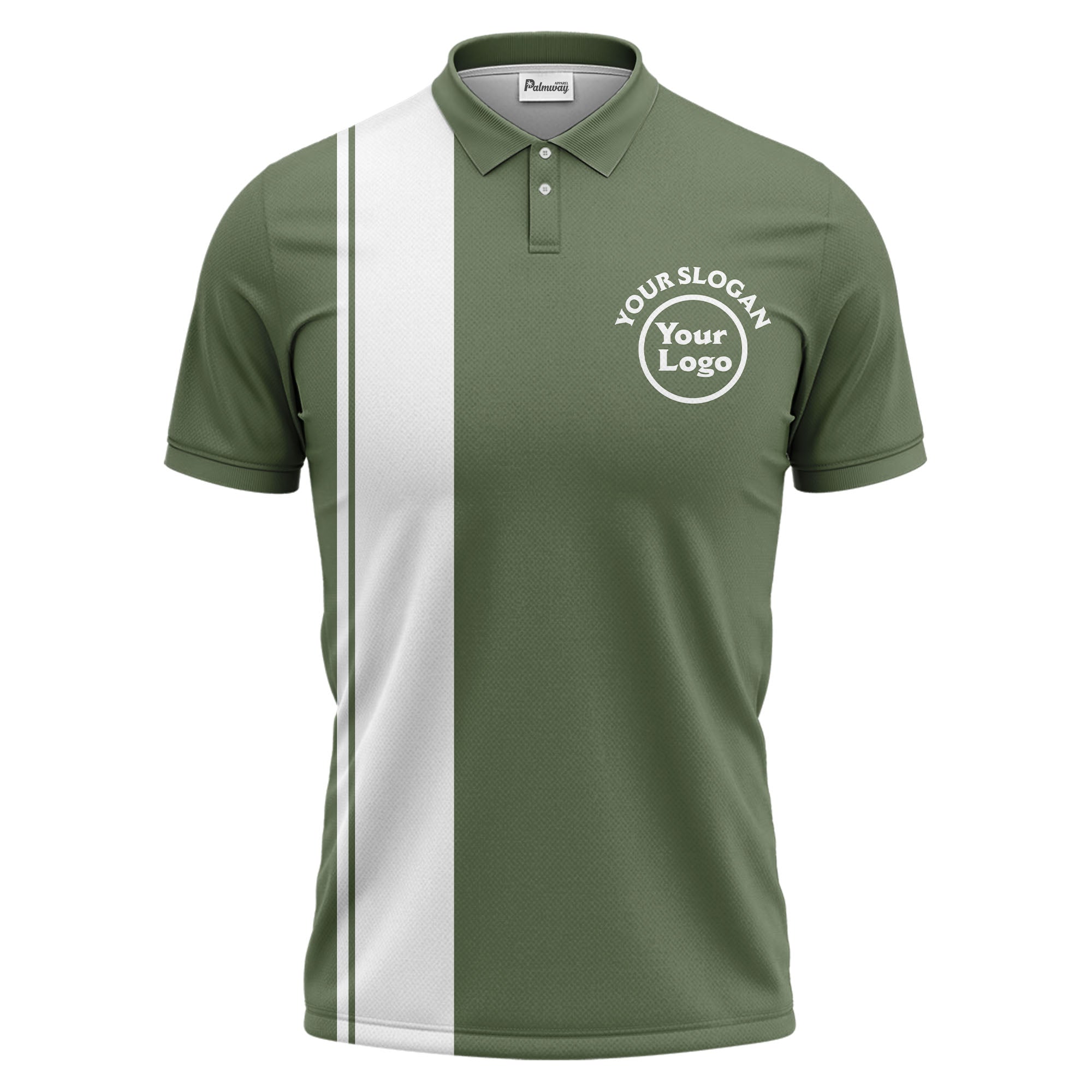 bold black white vertical stripe custom logo golf country club polo shirt