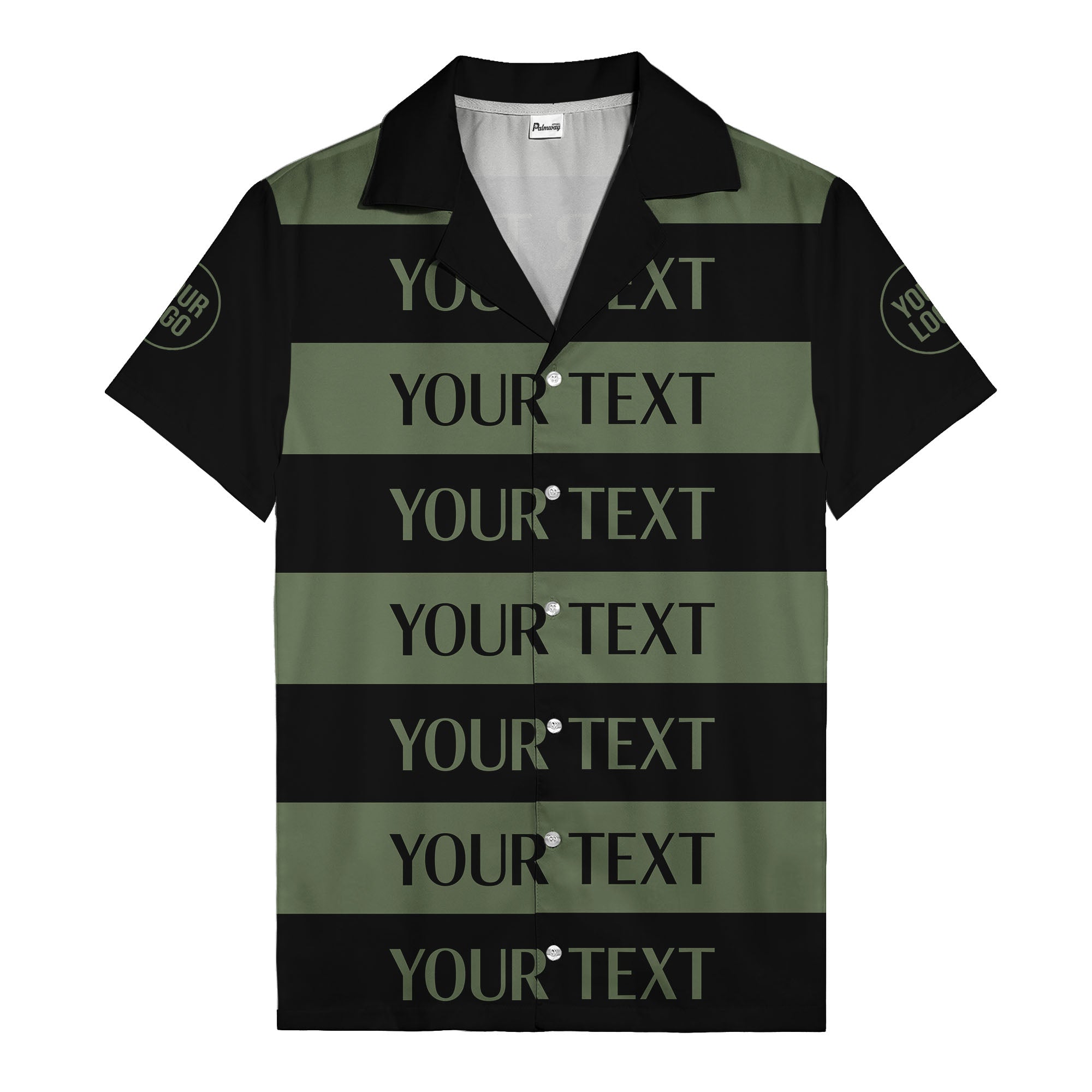 bold horizontal stripes customizable text hawaiian shirt for men