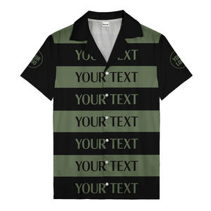 bold horizontal stripes customizable text hawaiian shirt for men