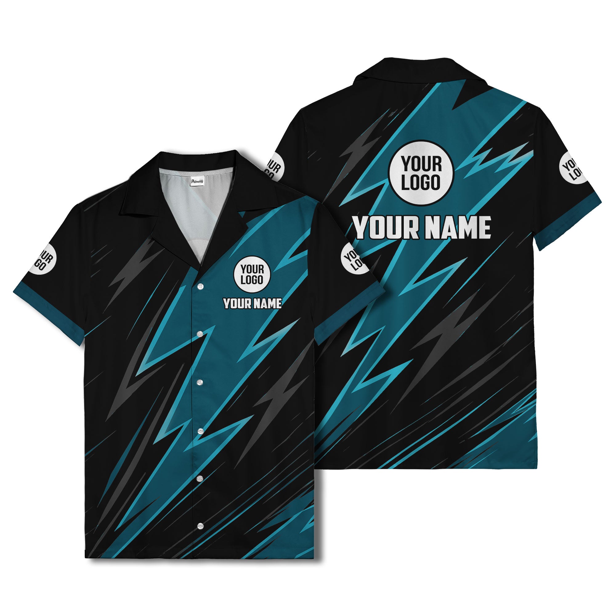 bold lightning bolt repeat pattern personalized hawaiian shirt for men