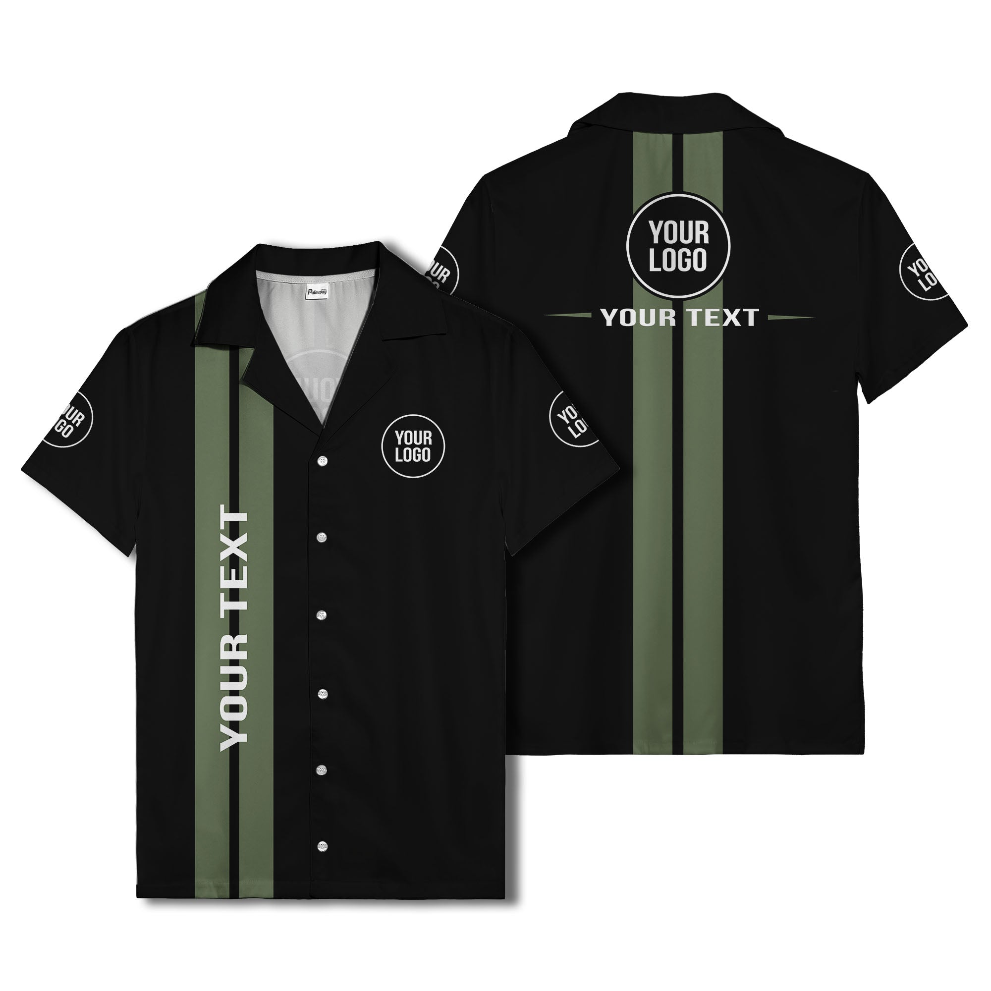 bold vertical stripe custom logo hawaiian shirt for men