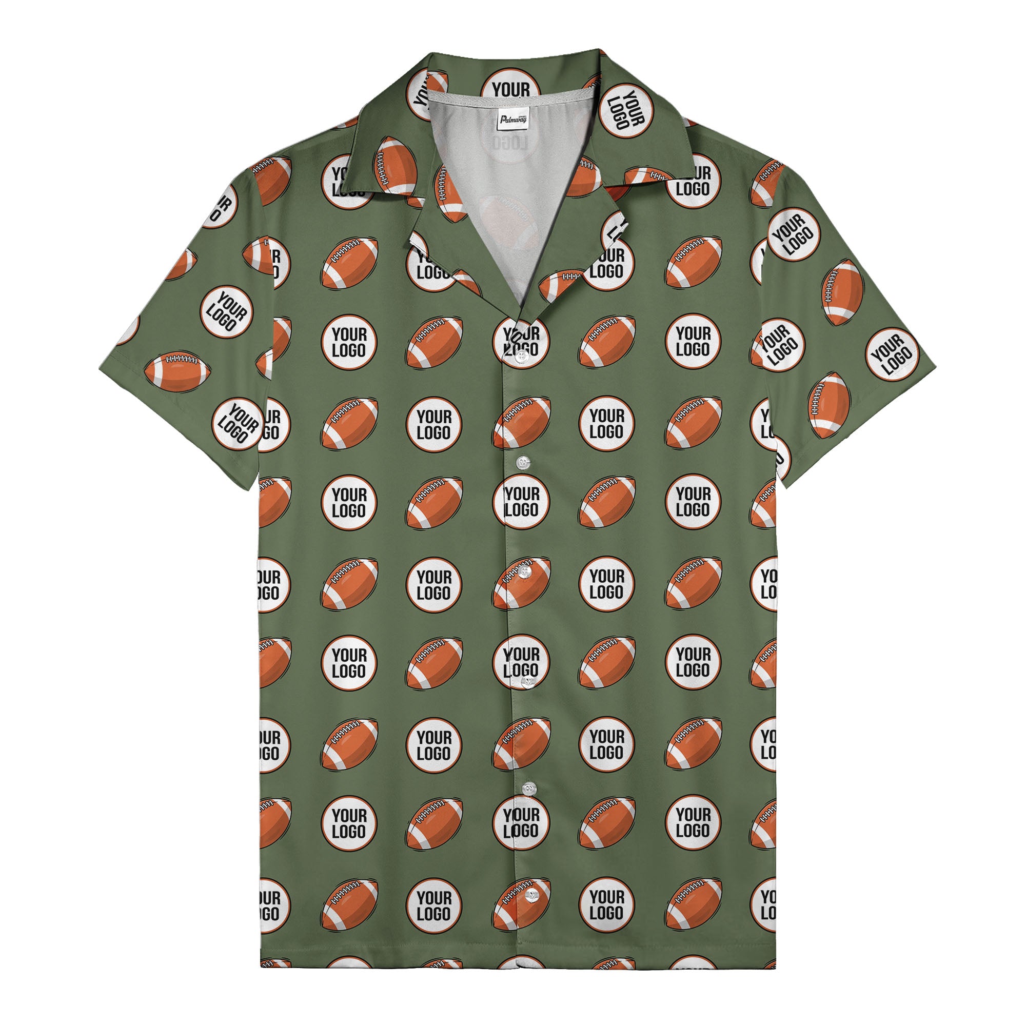 cartoon football field custom logo pattern black hawaiian shirt for men