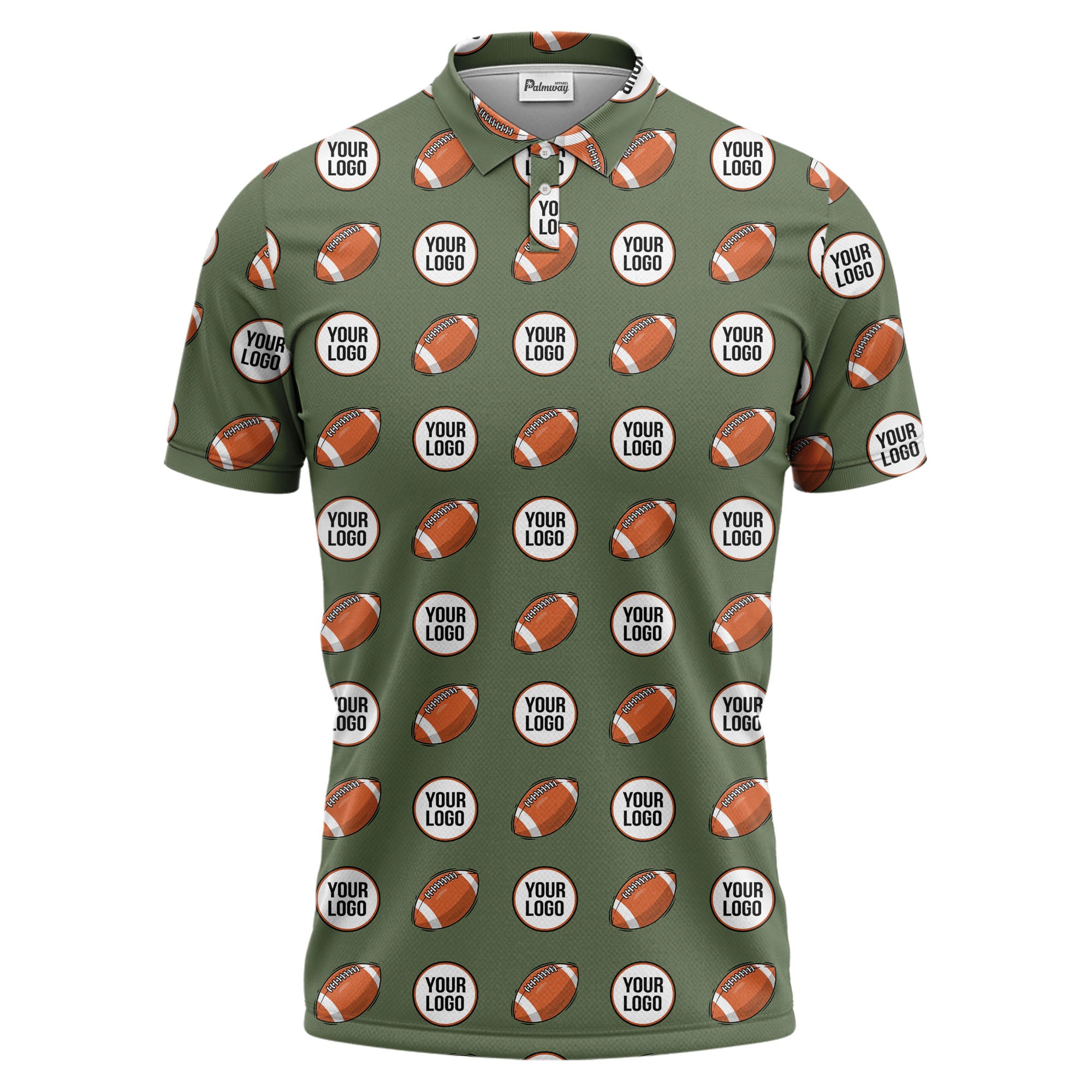 cartoon football logo circle repeat black sports polo shirt for men
