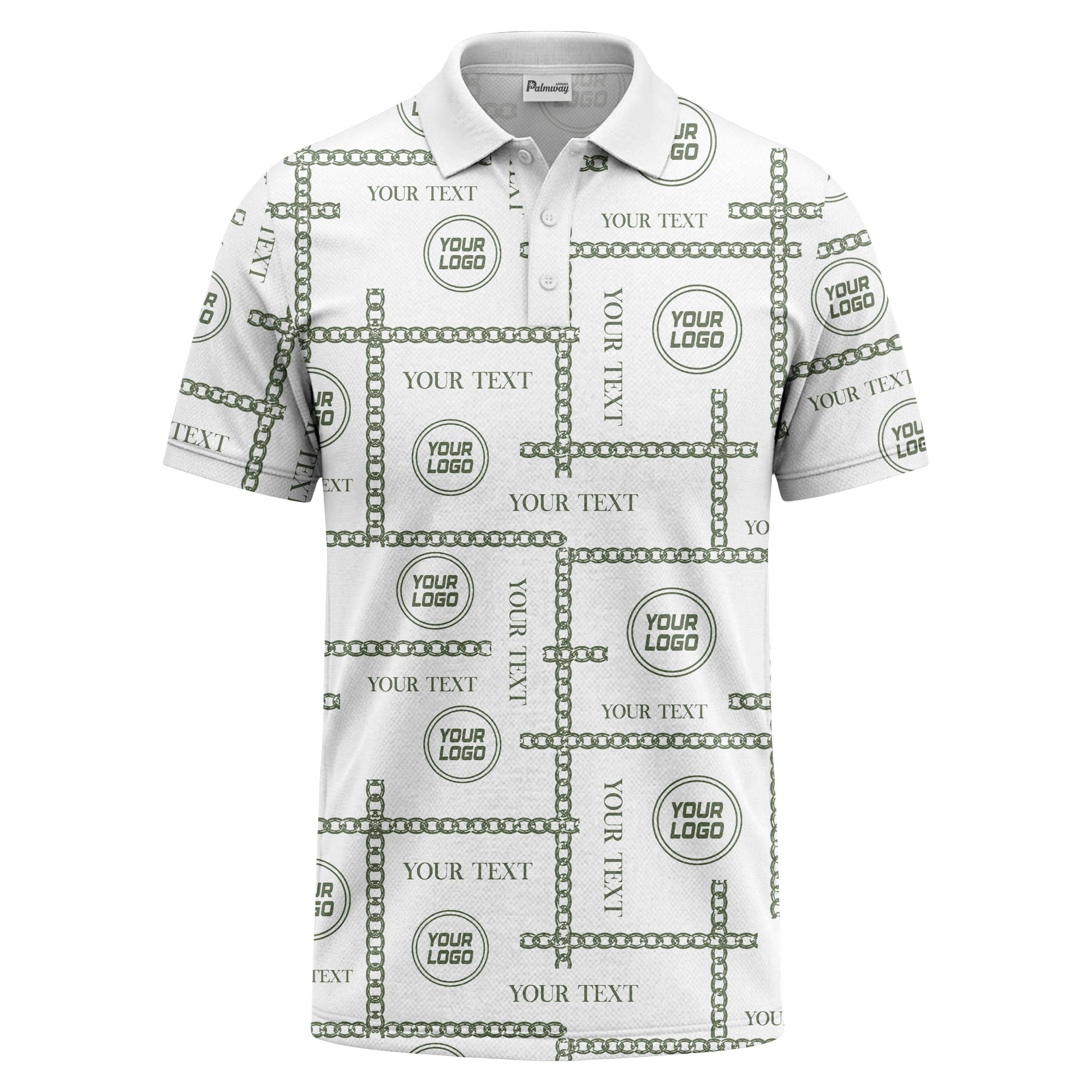 chain link grid custom logo monochrome polo shirt for men