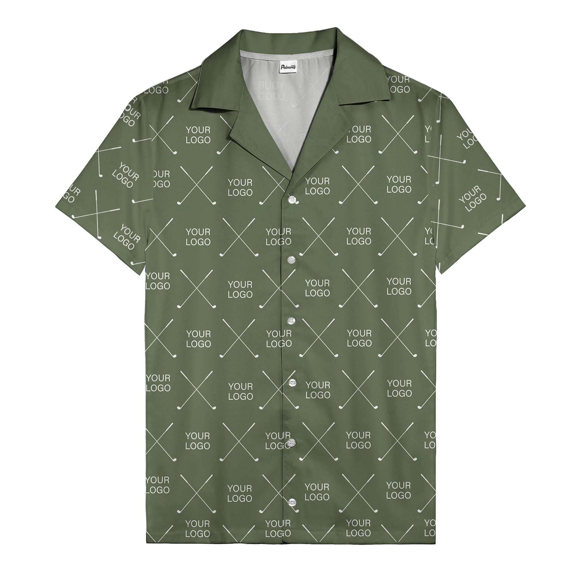 crossed golf clubs logo repeat pattern hawaiian shirt for men