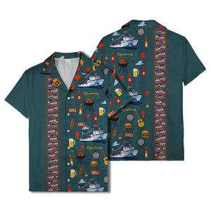 cruise ship grill & refreshments fun cartoon hawaiian shirt for men