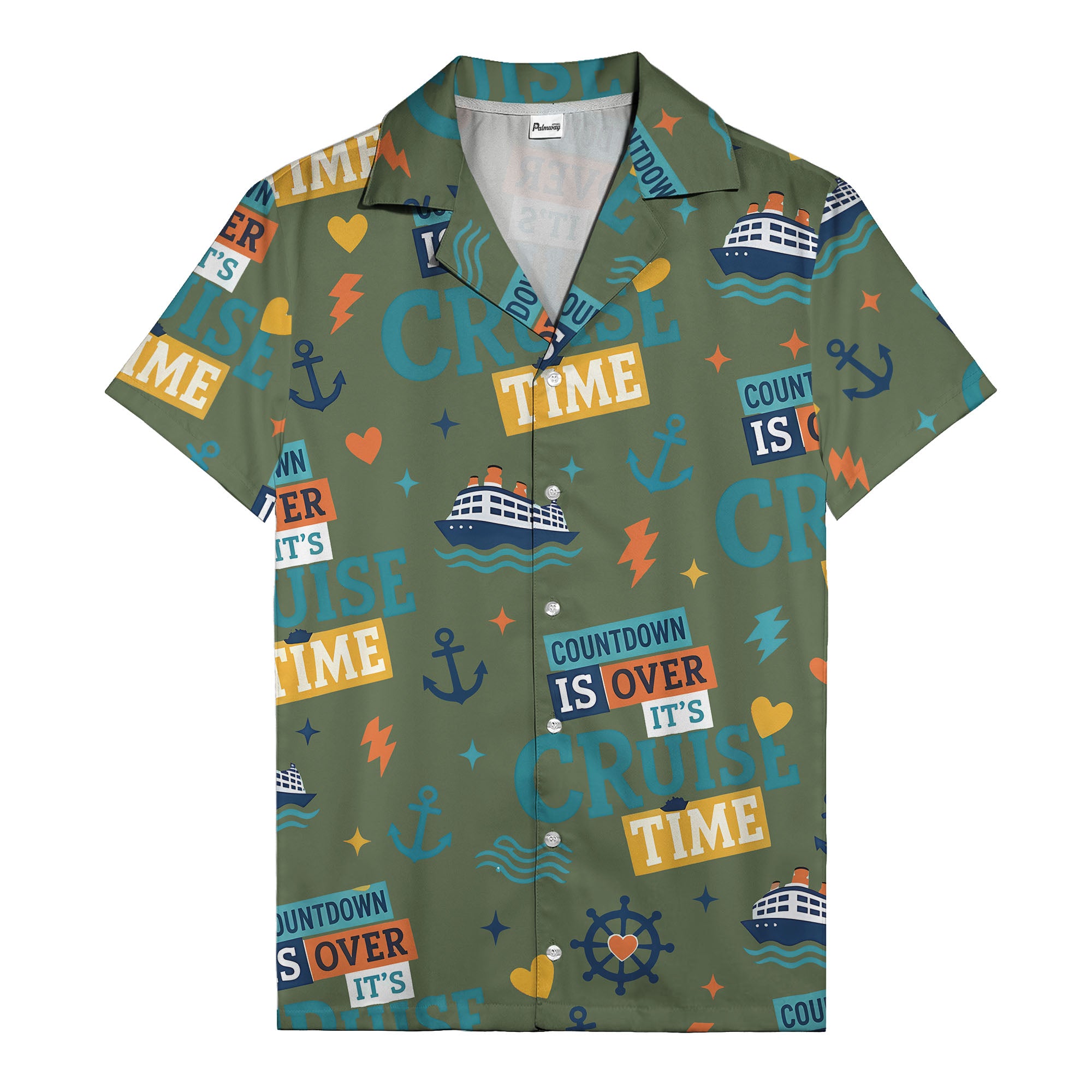 cruise ships & anchors cartoon fun hawaiian shirt for vacation