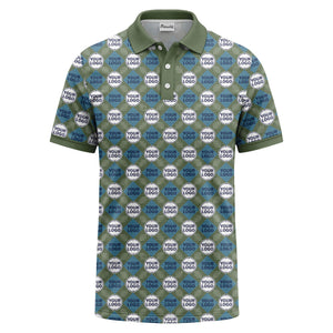 custom diamond grid circular logos polo shirt for men