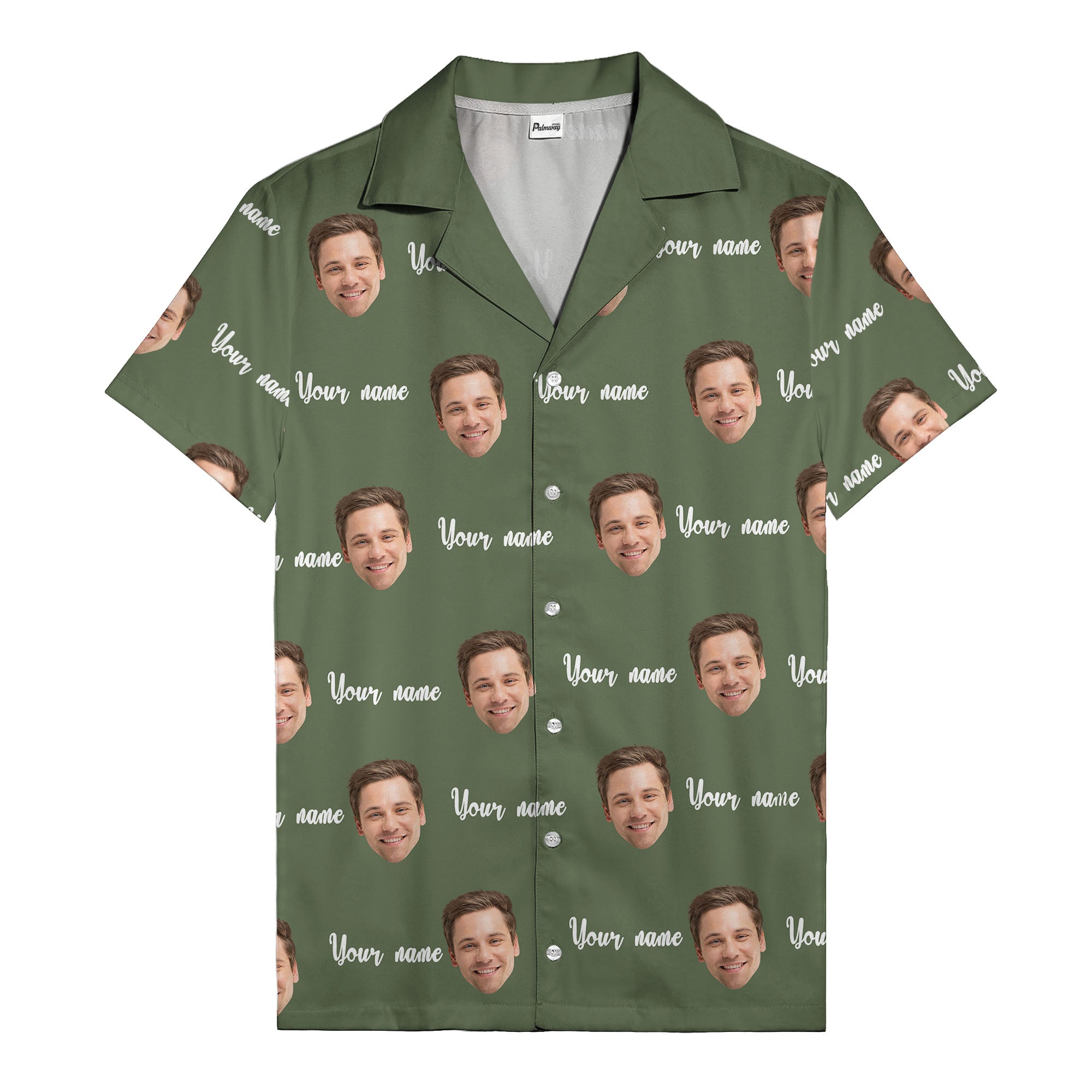 custom face portrait & personalized text repeat hawaiian shirt
