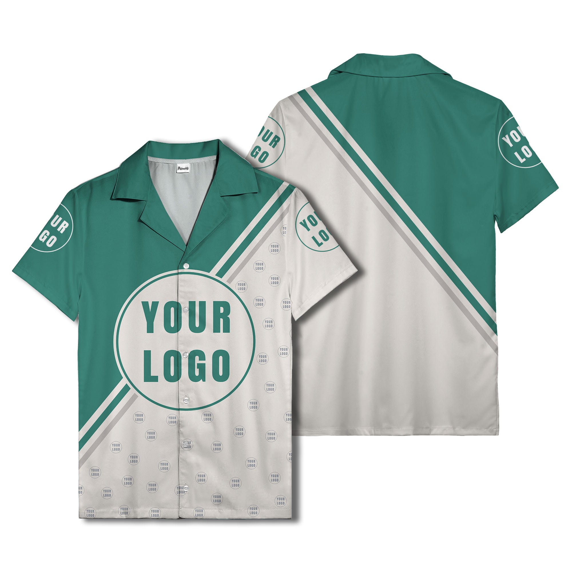 custom logo circles & diagonal stripes minimalist hawaiian shirt for men