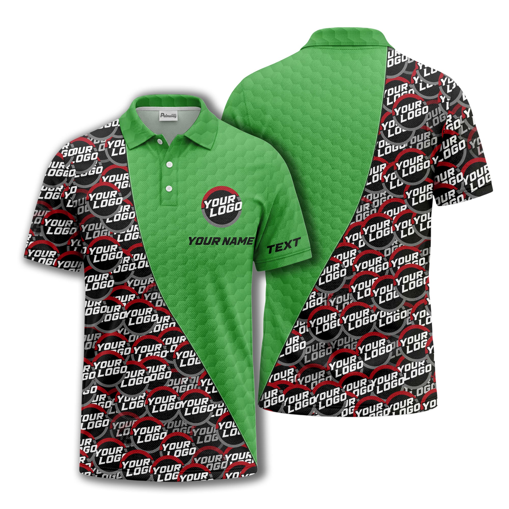 custom logo circles & hexagons grid polo shirt for men