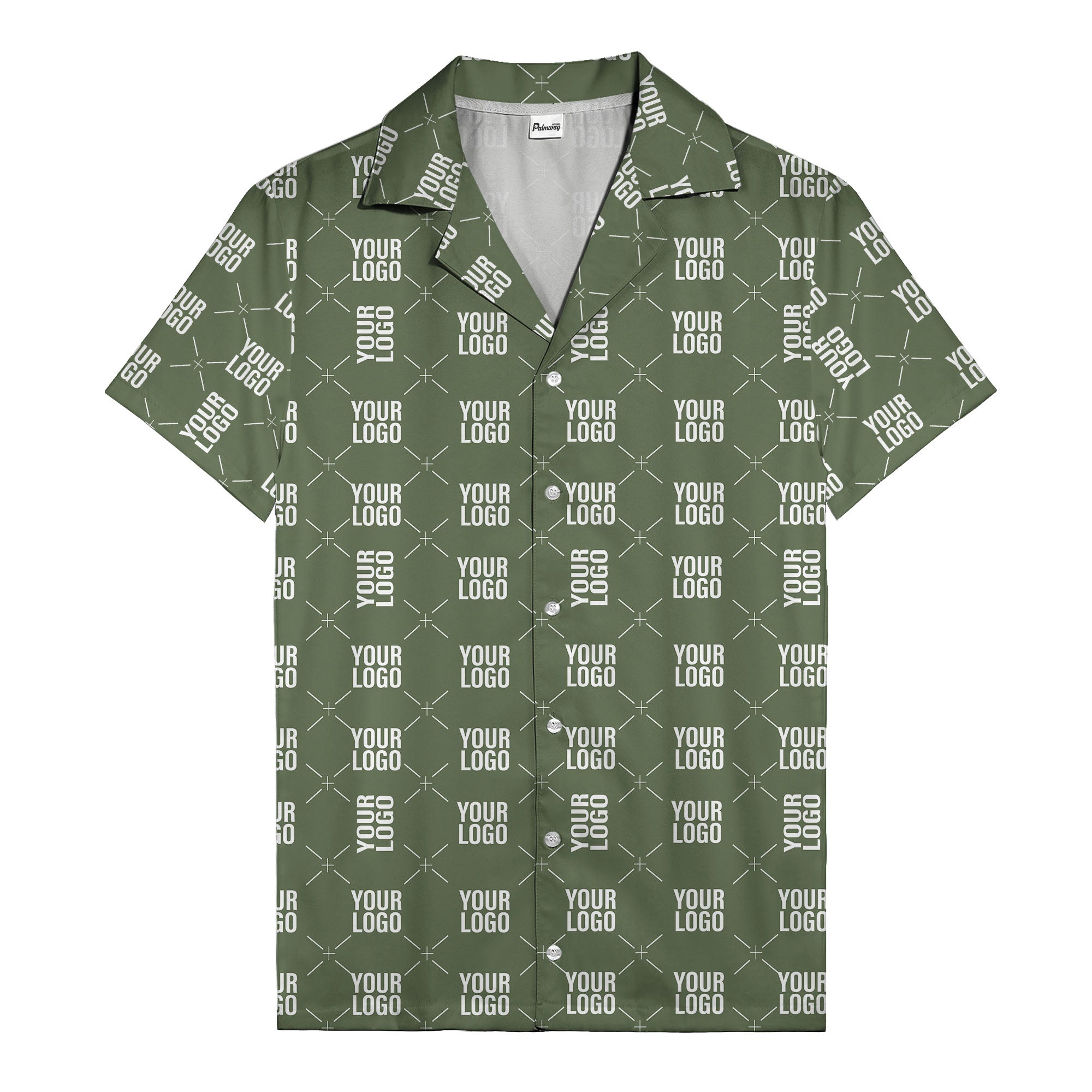 custom logo diamond repeat monochrome hawaiian shirt for men
