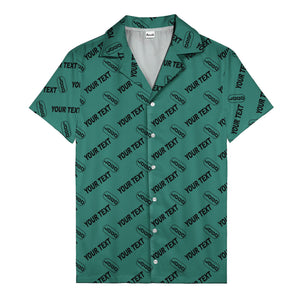 custom logo & editable text repeat pattern black hawaiian shirt