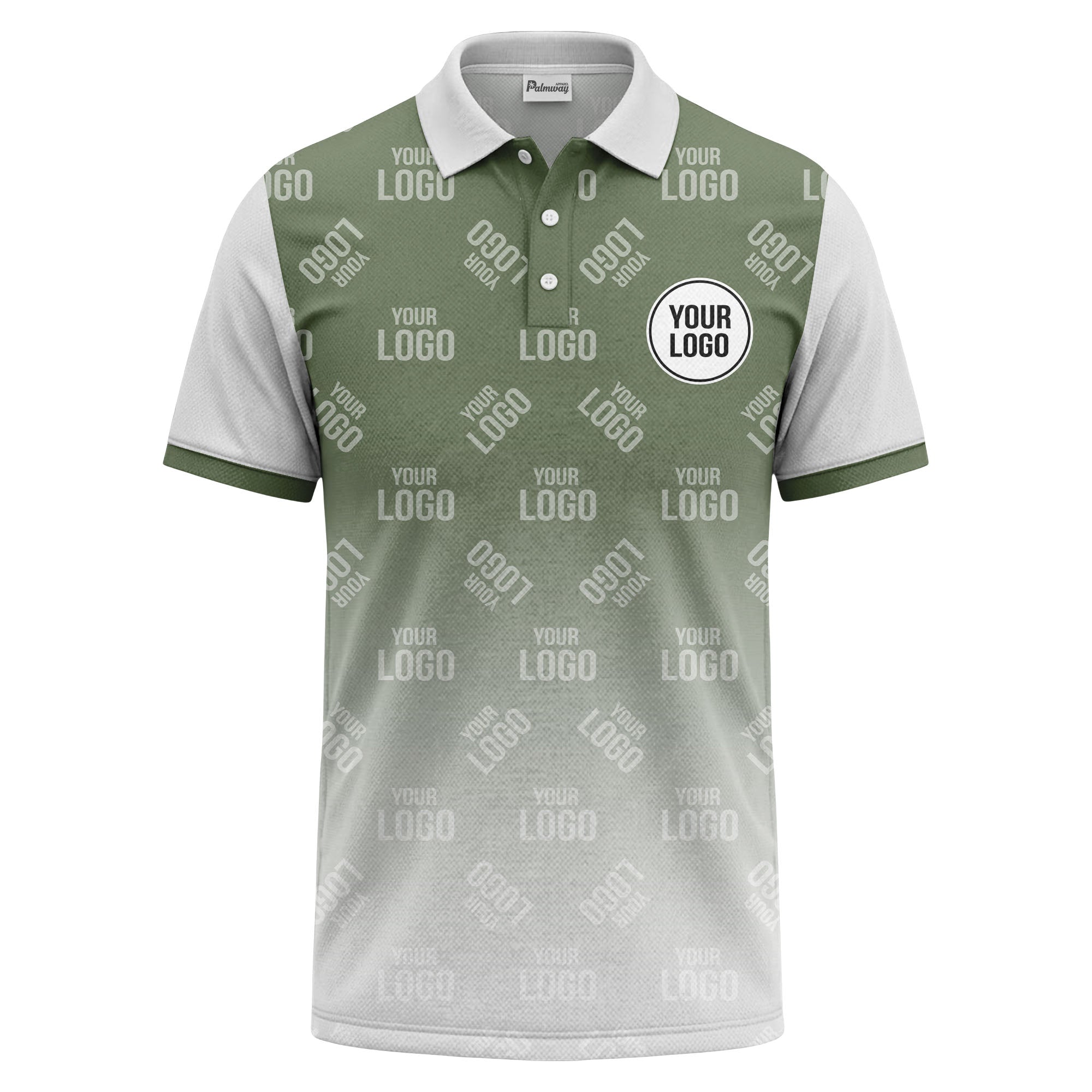custom logo repeat gradient polo shirt for men in black & white