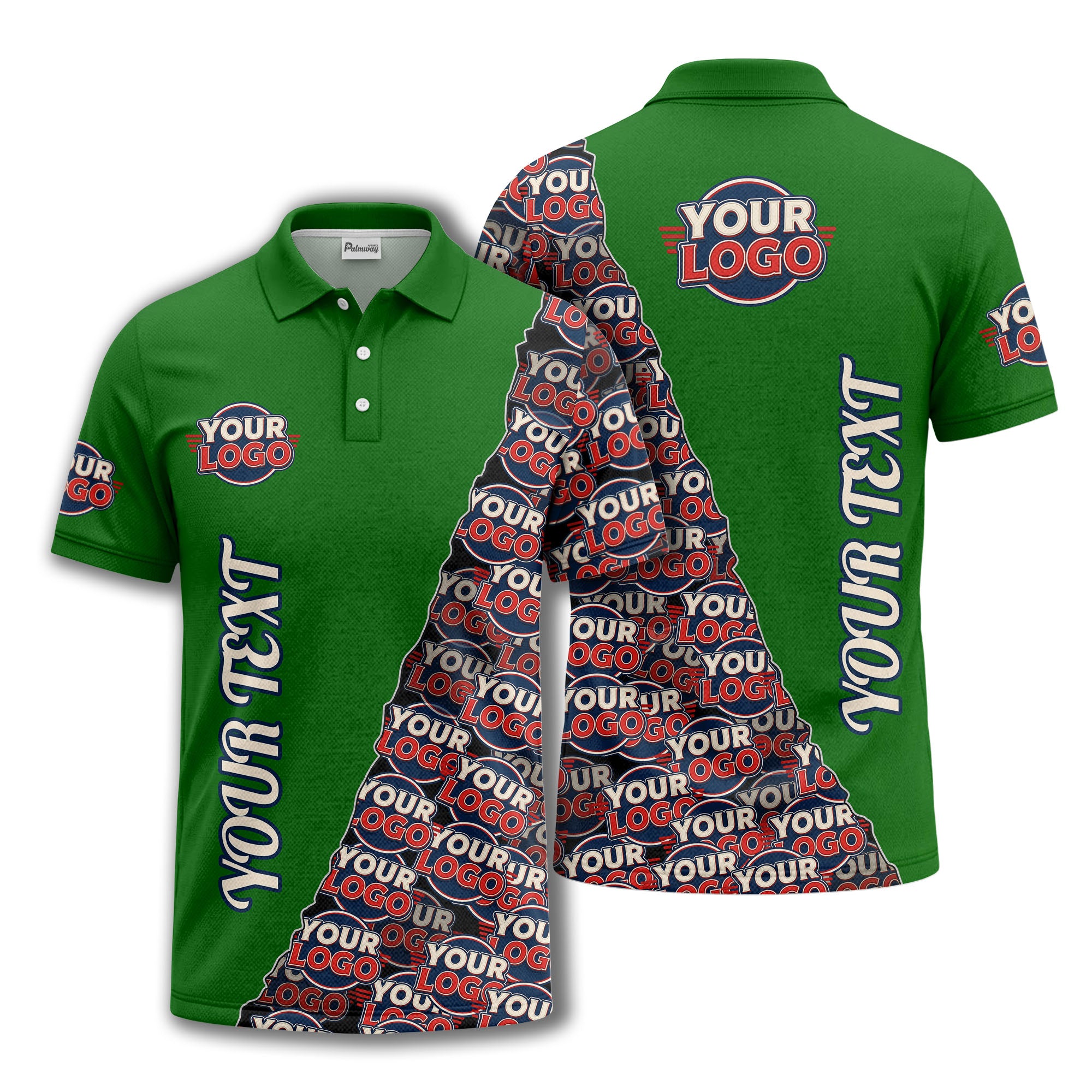 custom logo repeat vertical text pattern personalized polo shirt