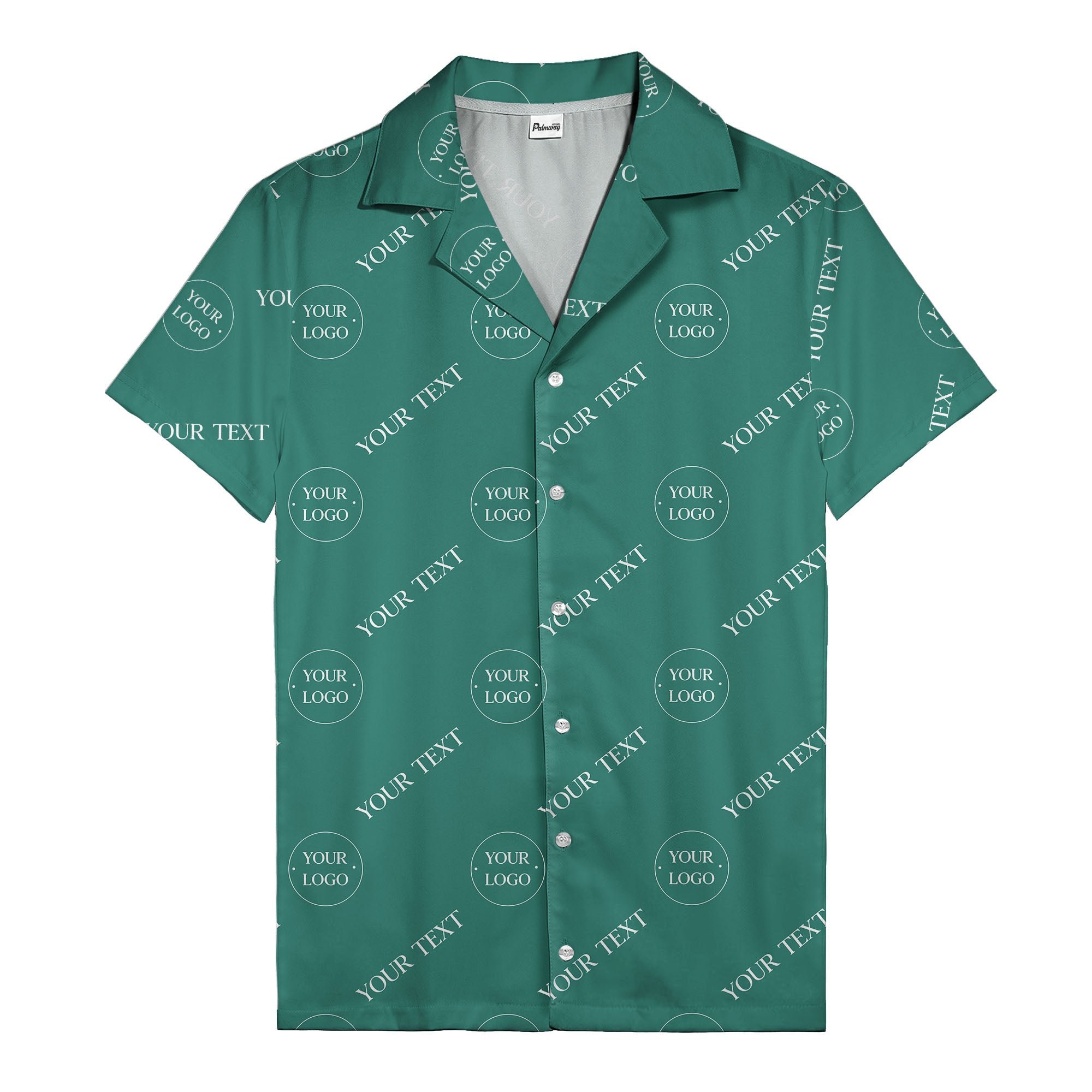 custom logo & text repeat black hawaiian shirt for personalized branding