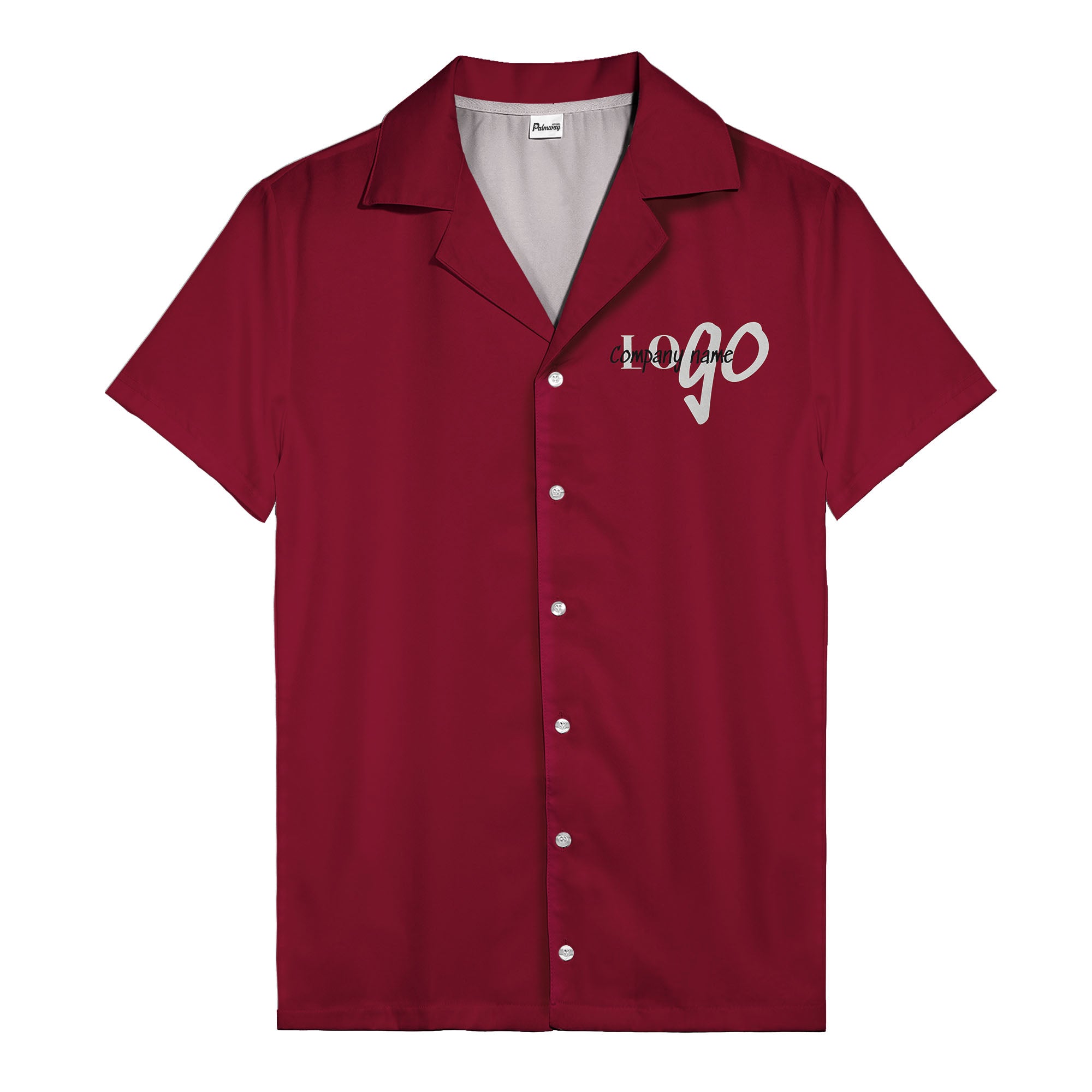 custom logo typography on solid black minimalist modern hawaiian shirt
