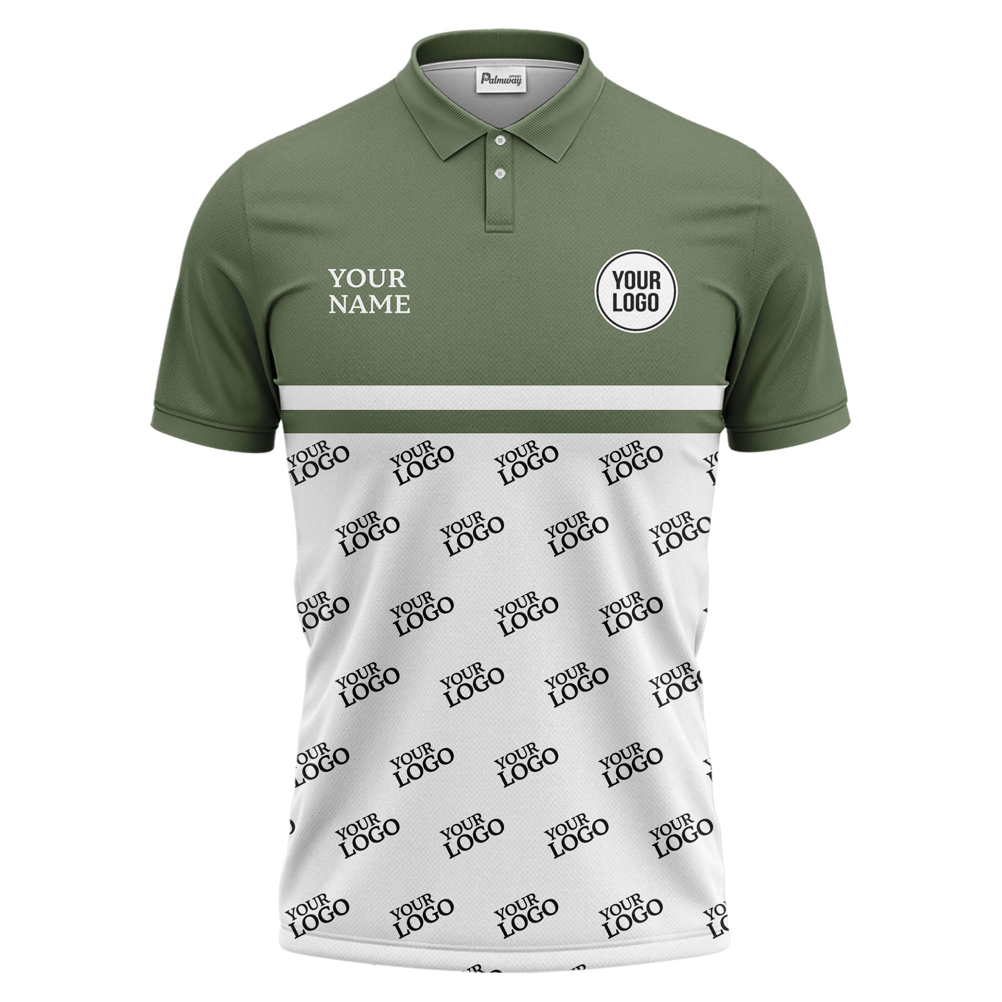 custom logos repeat monochrome black white corporate polo shirt