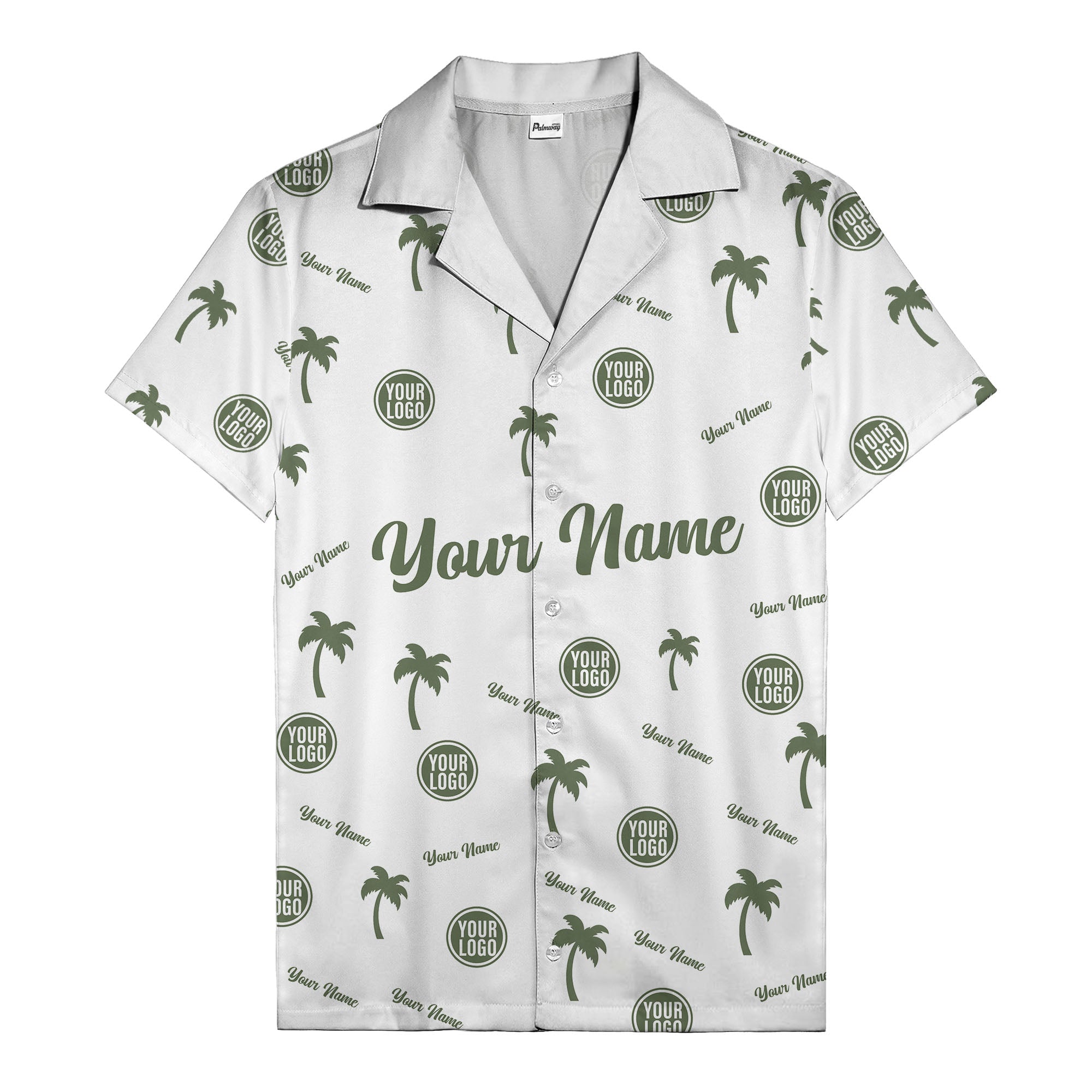 custom palm tree silhouette & name logo black white hawaiian shirt