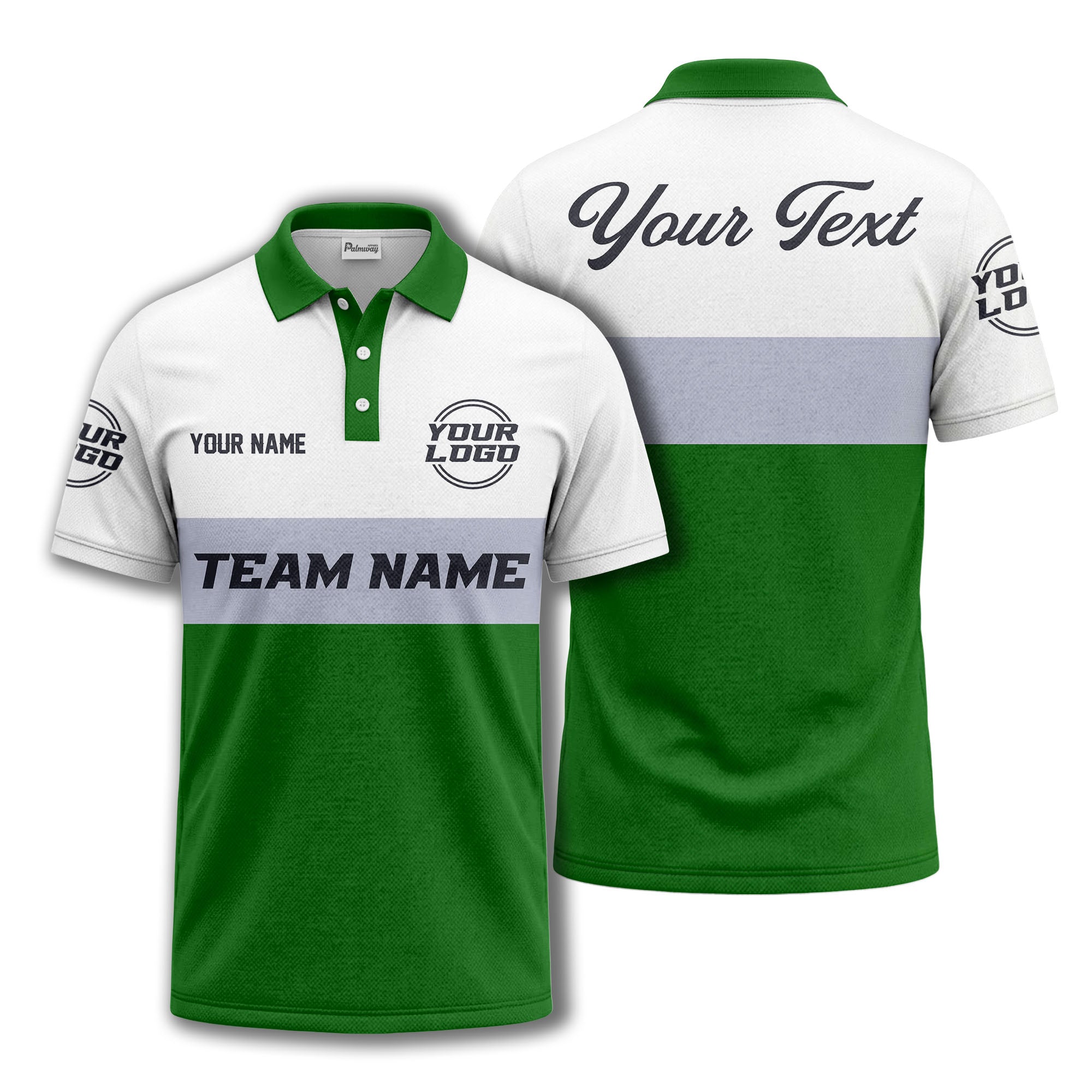 custom team name logo horizontal stripe polo shirt for men