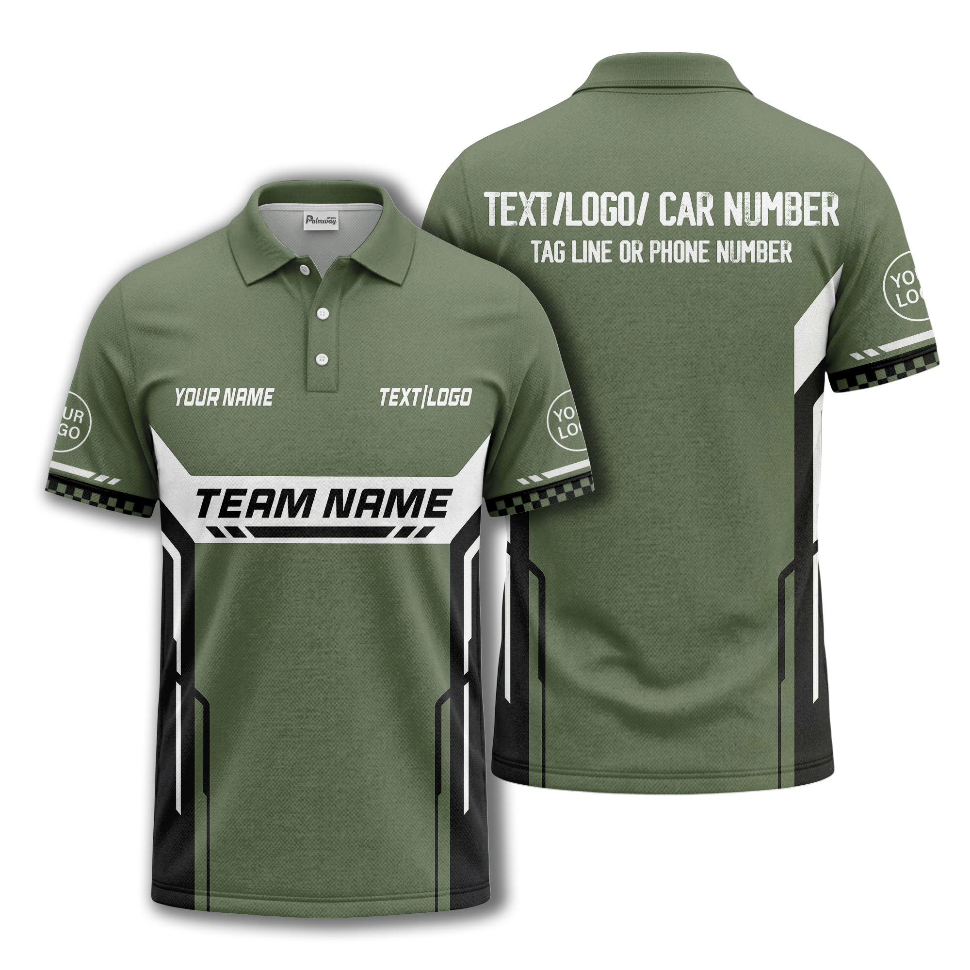 customizable team name geometric stripes polo shirt for men
