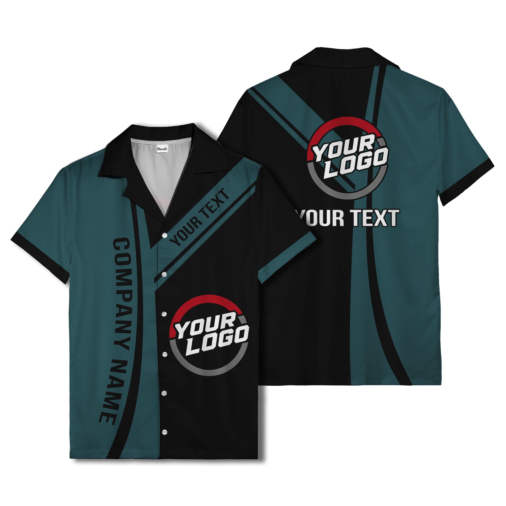 diagonal stripe custom logo company name hawaiian shirt for teams