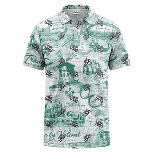 eiffel tower & airship sketched landmark polo shirt for men