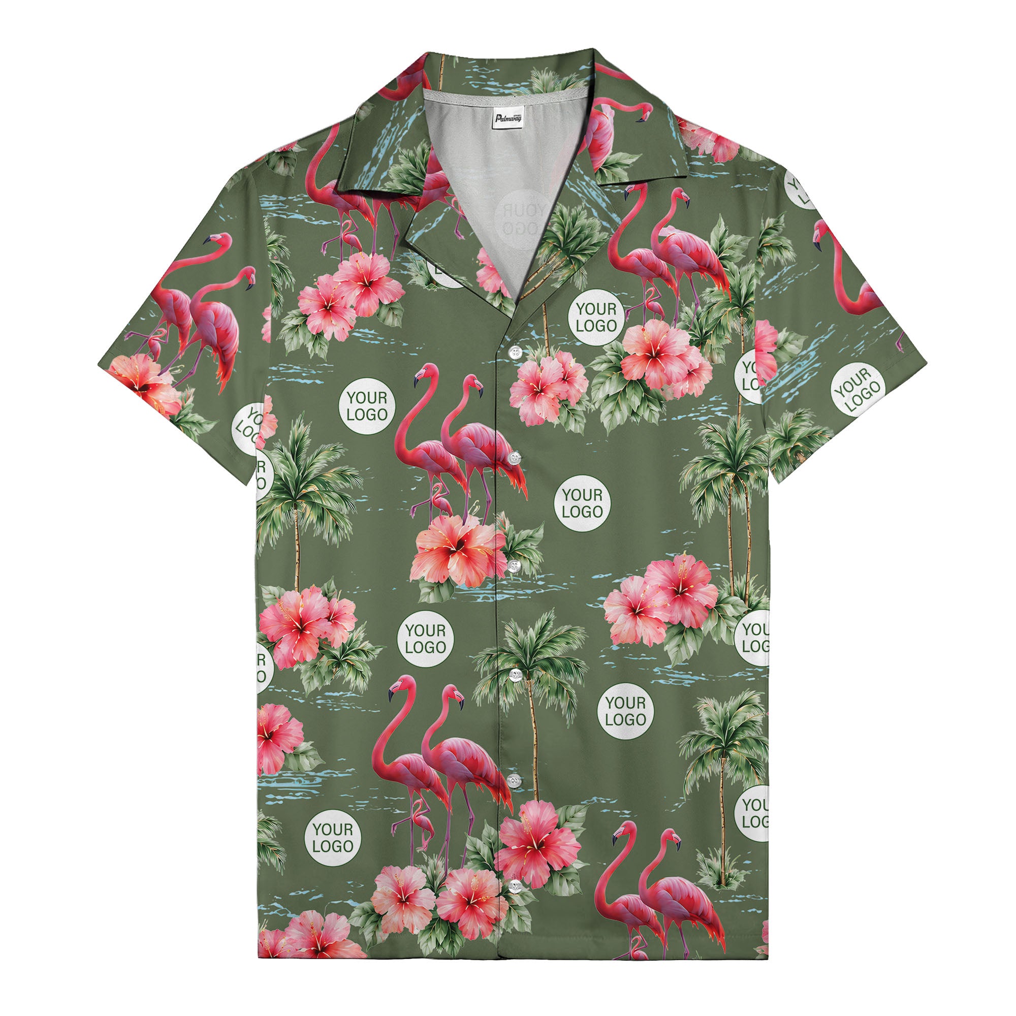 flamingo silhouettes palm trees hibiscus hawaiian shirt for men
